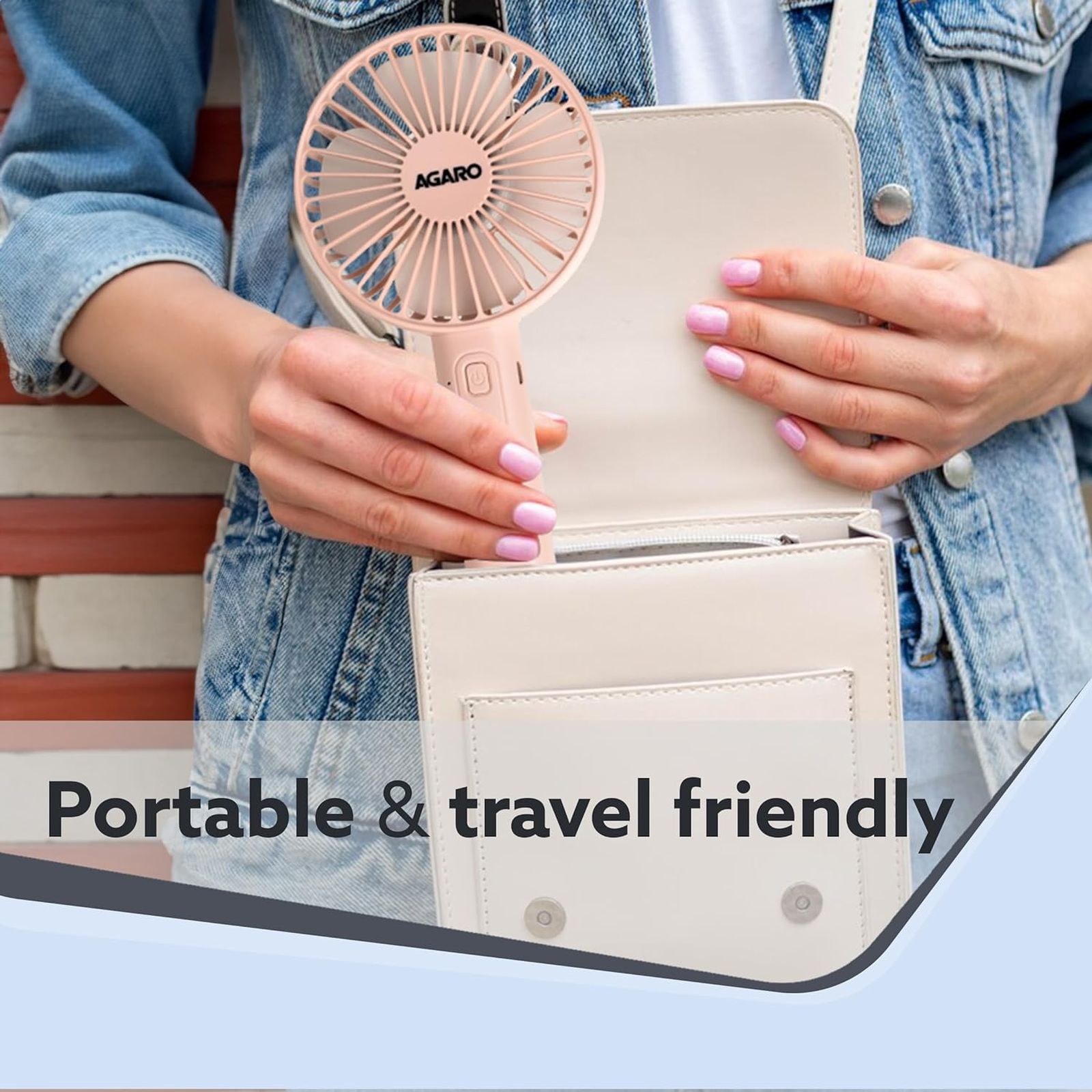 AGARO Elite 4 Blade Rechargeable Mini Fan with 2600 mAh Battery (Mobile Holder, Pink) AGARO Elite 4 Blade Rechargeable Mini Fan with 2600 mAh Battery (Mobile Holder, Pink)_5