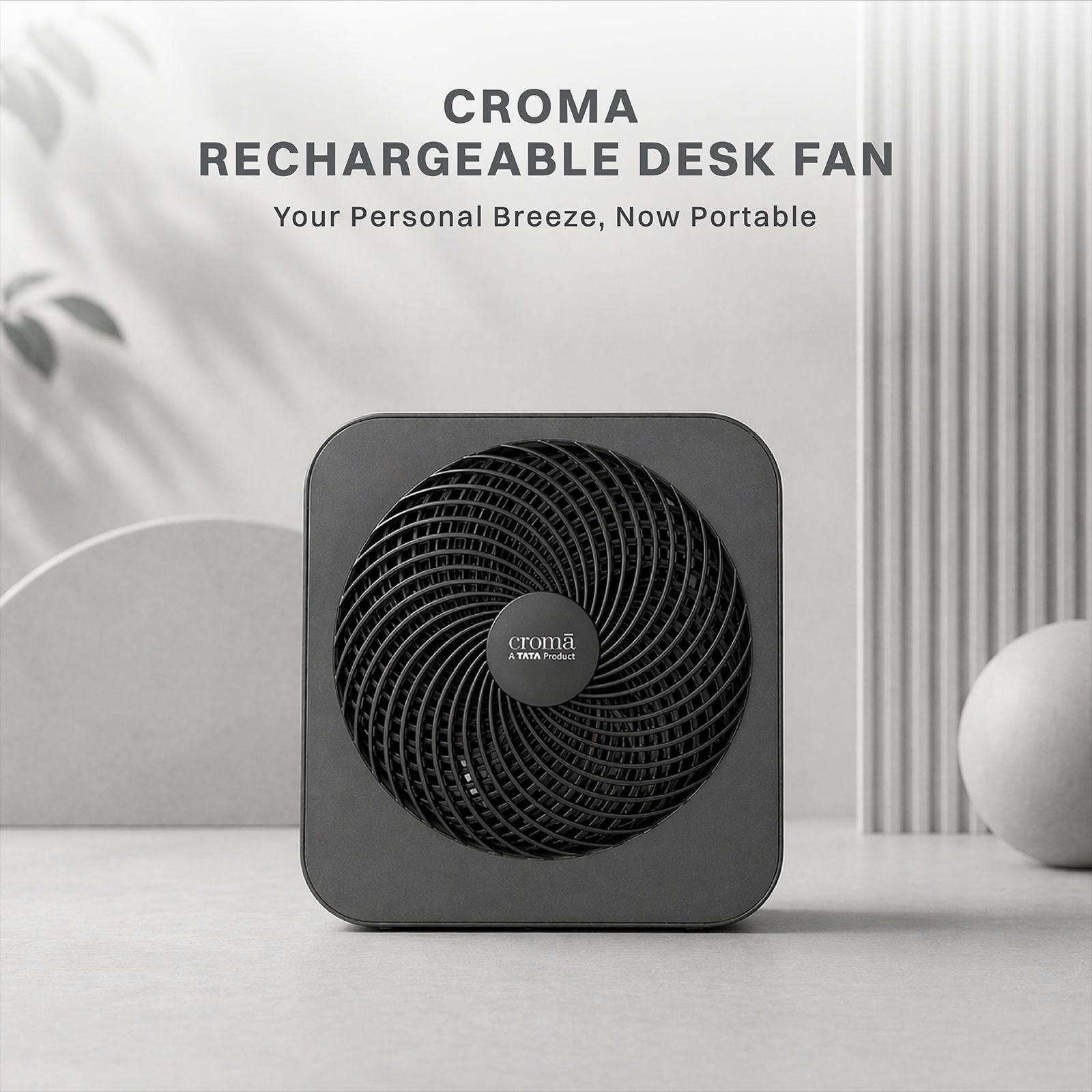 Croma 225mm 5 Blade Rechargeable Desk Fan (High Air Delivery, Black) Croma 225mm 5 Blade Rechargeable Desk Fan (High Air Delivery, Black)_4