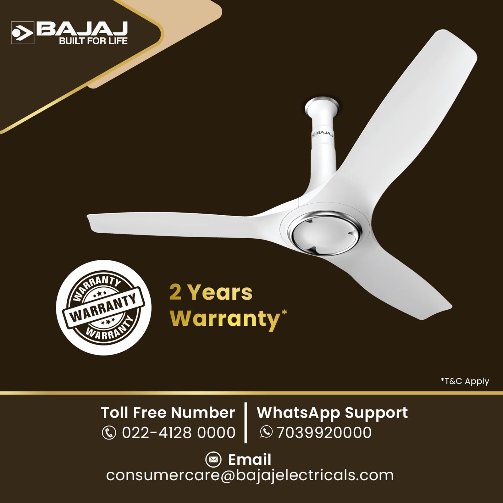 BAJAJ Arioso 12DC5R 5 Star 1200mm 3 Blade BLDC Motor Ceiling Fan with Remote (Low Power Consumption, White Chrome)_9