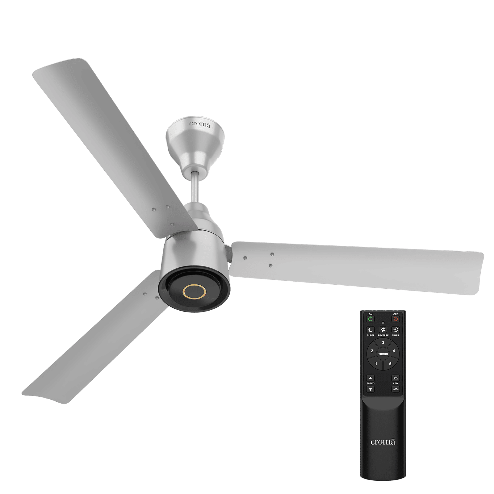 Croma 5 Star 1200mm 3 Blade BLDC Motor Ceiling Fan with Remote (LED Indicator, Silver Mist)_1
