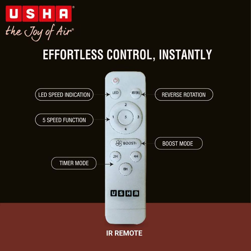 USHA AeroEdge Plus 5 Star 1200mm 3 Blade BLDC Motor Ceiling Fan with Remote (Whisper Quiet Technology, Brown) USHA AeroEdge Plus 5 Star 1200mm 3 Blade BLDC Motor Ceiling Fan with Remote (Whisper Quiet Technology, Brown)_6