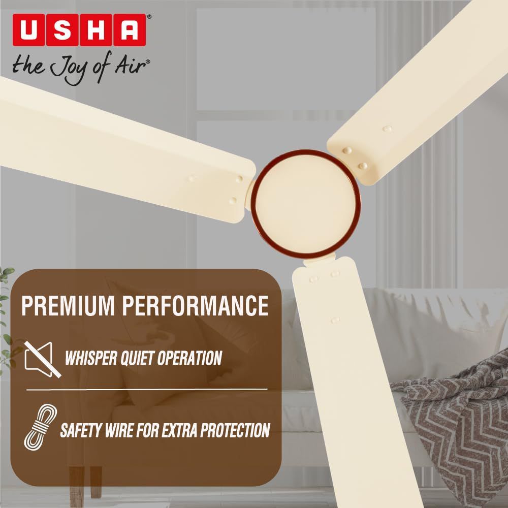 USHA AeroEdge 5 Star 1200mm 3 Blade BLDC Motor Ceiling Fan with Remote (Whisper Quiet Technology, Ivory)_6