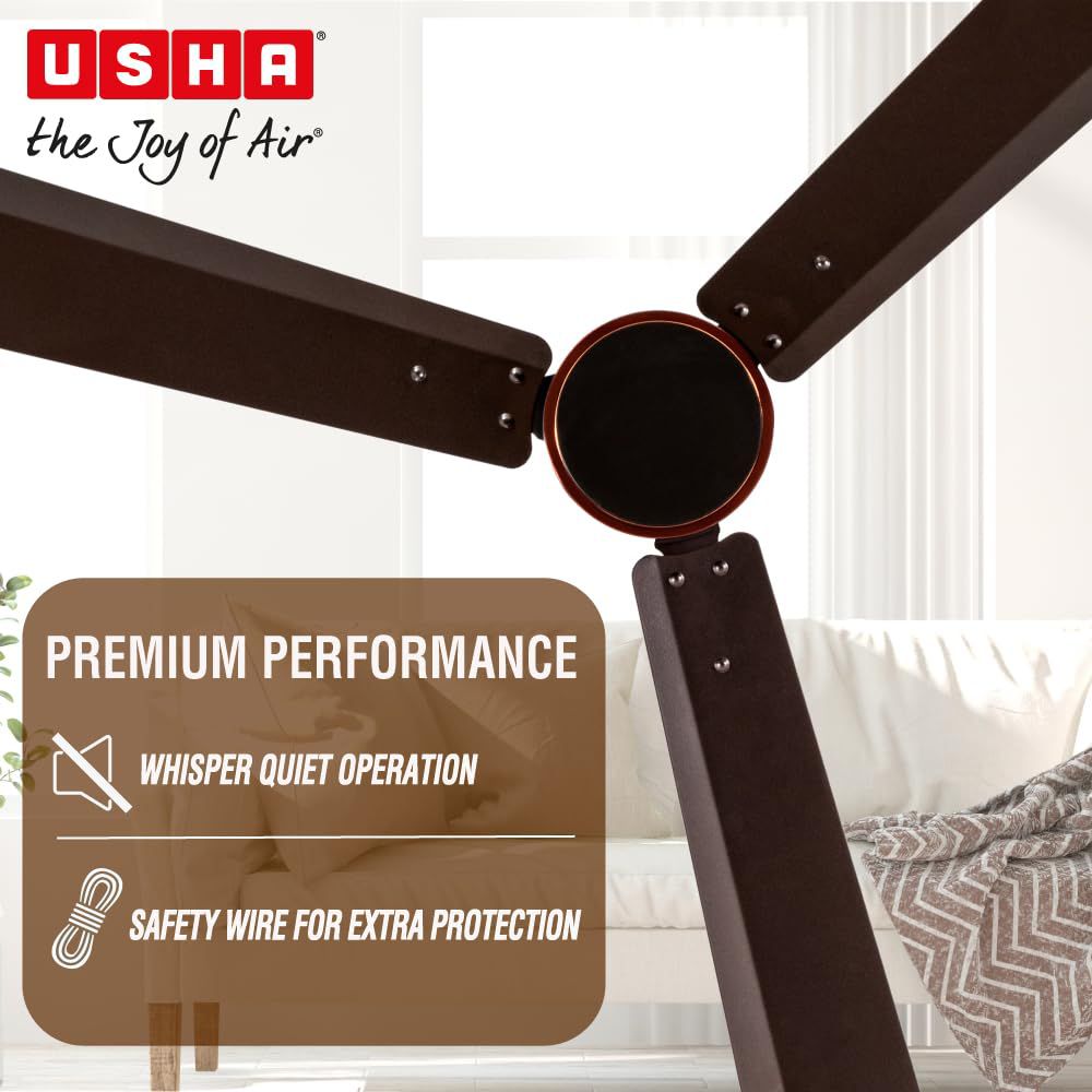 USHA AeroEdge 5 Star 1200mm 3 Blade BLDC Motor Ceiling Fan with Remote (Whisper Quiet Technology, Smoke Brown)_6