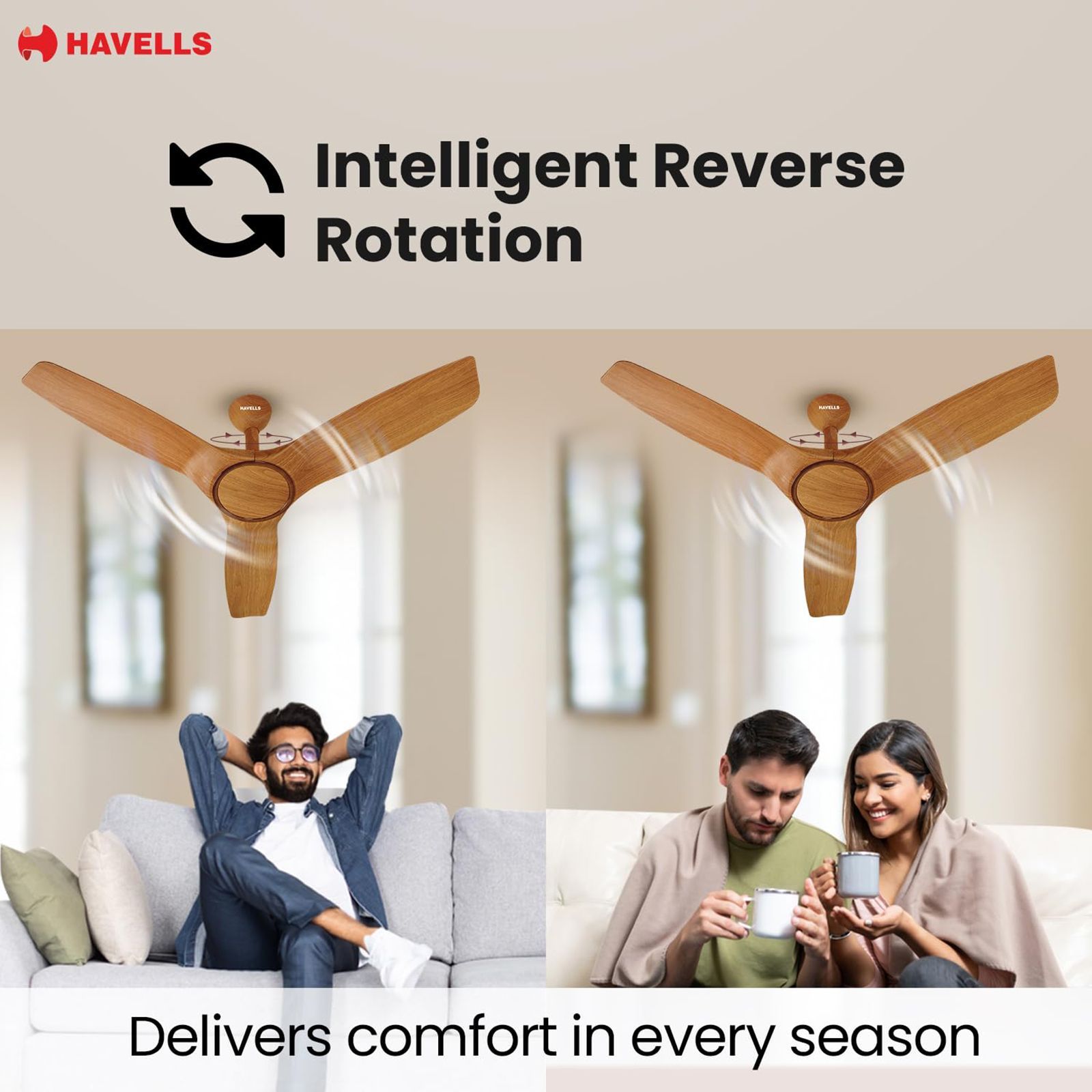 HAVELLS  Stealth Air 5 Star 1200mm 3 Blade BLDC Motor Ceiling Fan with Remote (Aerodynamic Blades, Pinewood Cola Chrome)_9