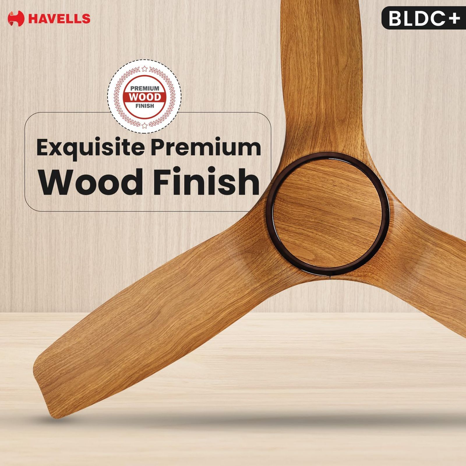 HAVELLS  Stealth Air 5 Star 1200mm 3 Blade BLDC Motor Ceiling Fan with Remote (Aerodynamic Blades, Pinewood Cola Chrome)_10