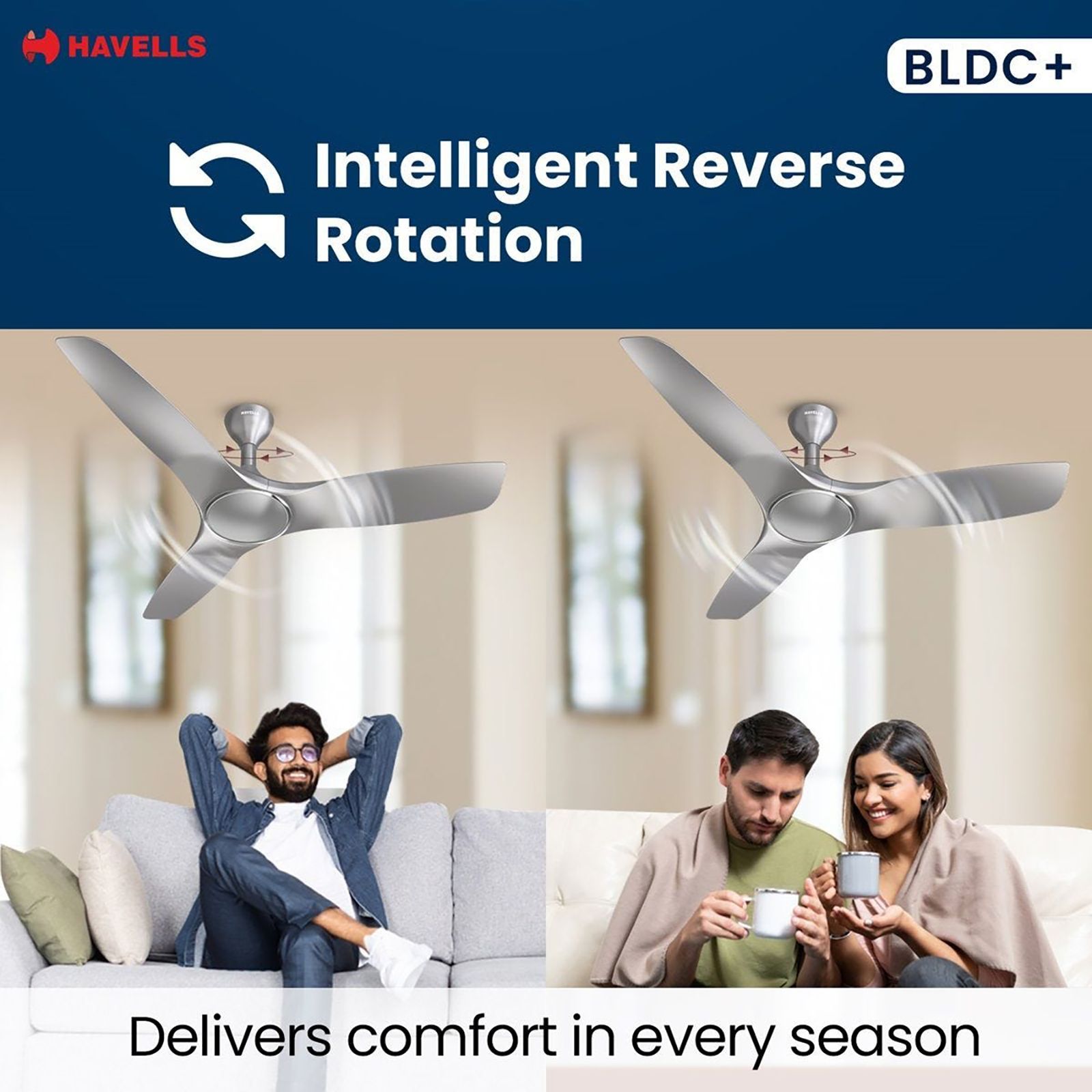 HAVELLS Stealth Air 5 Star 1200 mm 3 Blade BLDC Motor Ceiling Fan with Remote (Aerodynamic Blades, Mist)_2