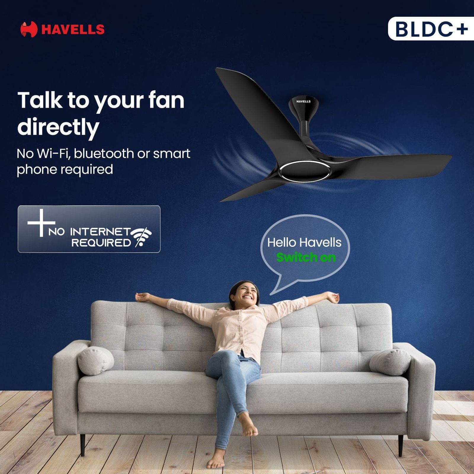 HAVELLS Stealth Air 5 Star 1200 mm 3 Blade BLDC Motor Ceiling Fan with Remote (Aerodynamic Blades, Mist)_3
