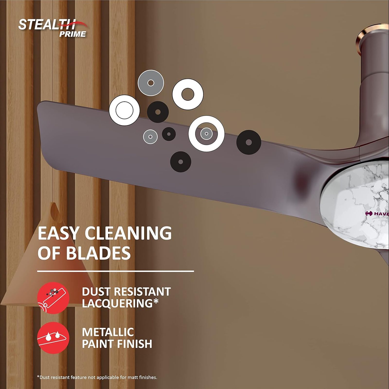 HAVELLS Stealth Prime 5 Star 1200mm 3 Blade BLDC Motor Ceiling Fan with Remote (Aerodynamic Blades, Marble Dusk)_5
