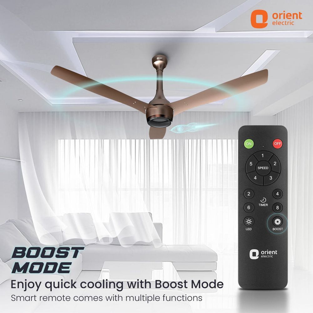Orient Aeon 5 Star 1200mm 3 Blade BLDC Motor Ceiling Fan with Remote (Antidust, Tangerine Brown)_7