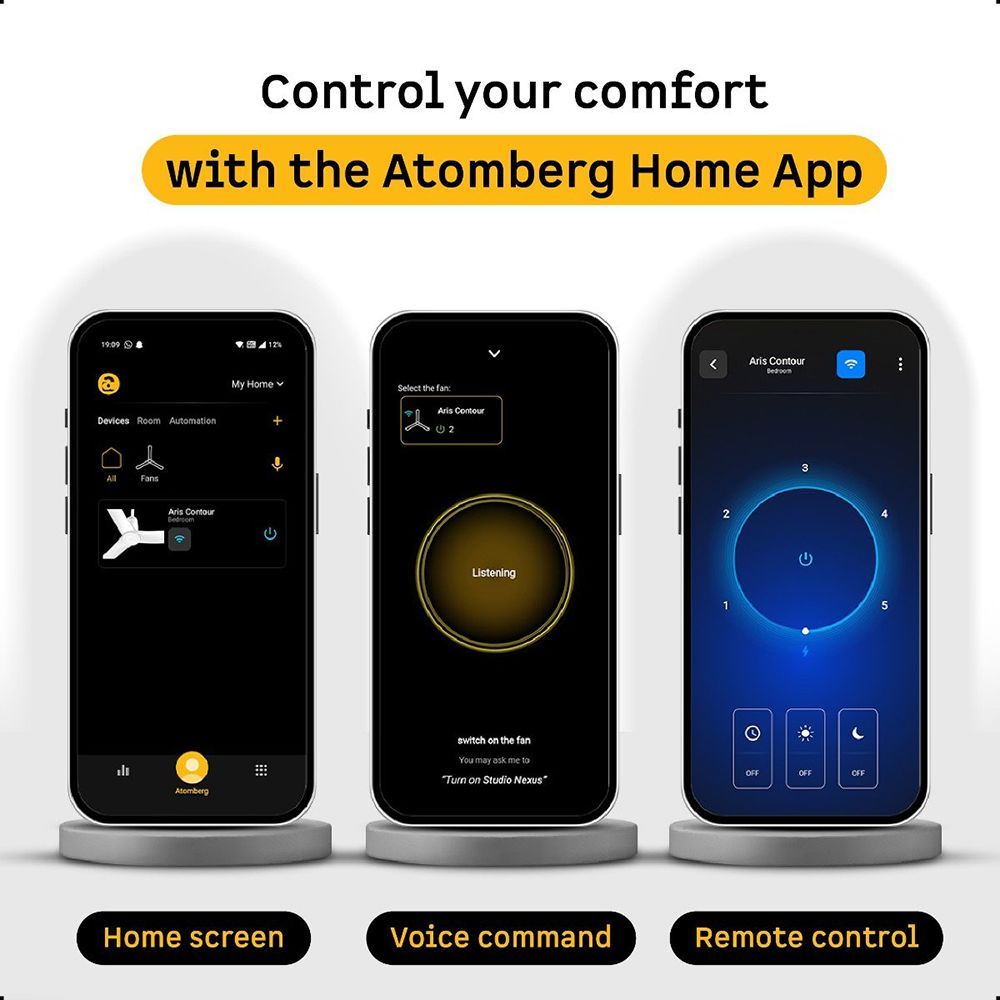 atomberg Aris Contour Smart 5 Star 1200mm 3 Blade BLDC Motor Smart Ceiling Fan with Remote (LED Indicators, Midnight Black) atomberg Aris Contour Smart 5 Star 1200mm 3 Blade BLDC Motor Smart Ceiling Fan with Remote (LED Indicators, Midnight Black)_7