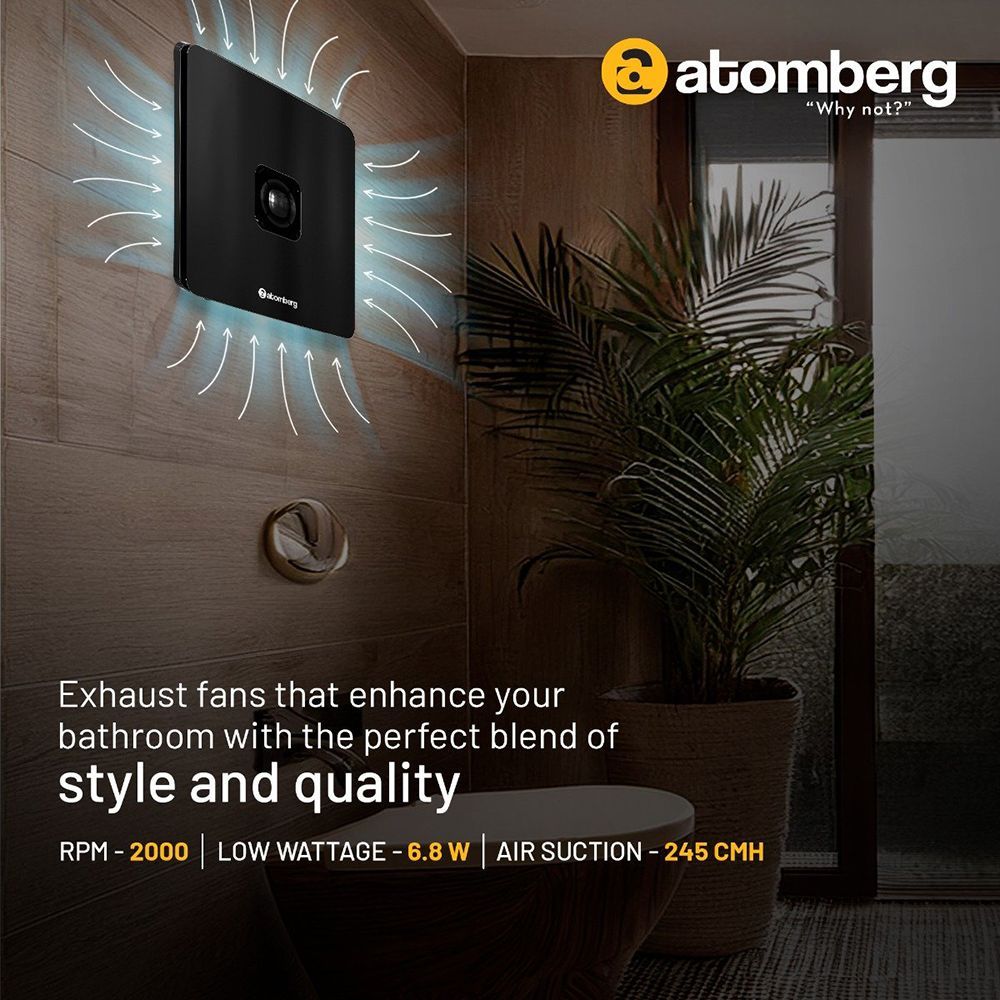 atomberg Studio Plus 6 Inch 150mm Exhaust Fan with BLDC Motor (Low Noise Operation, Gloss Black)_4