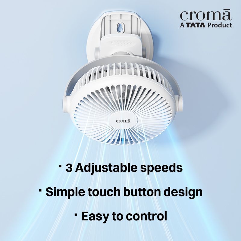 Croma AF2301 3 Blade Rechargeable Fan with 1800 mAh Battery (BLDC Motor, White)_12