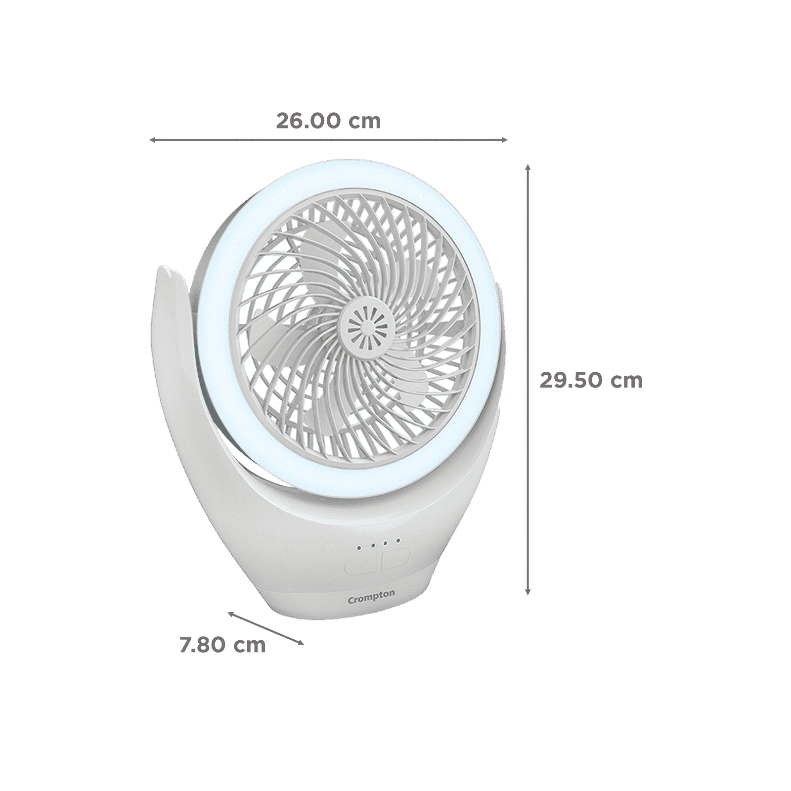Crompton Glowair Spark 220mm 5 Blade Rechargeable Portable Fan with 2200 mAh Battery (Built-in Aroma Diffuser, White)_2