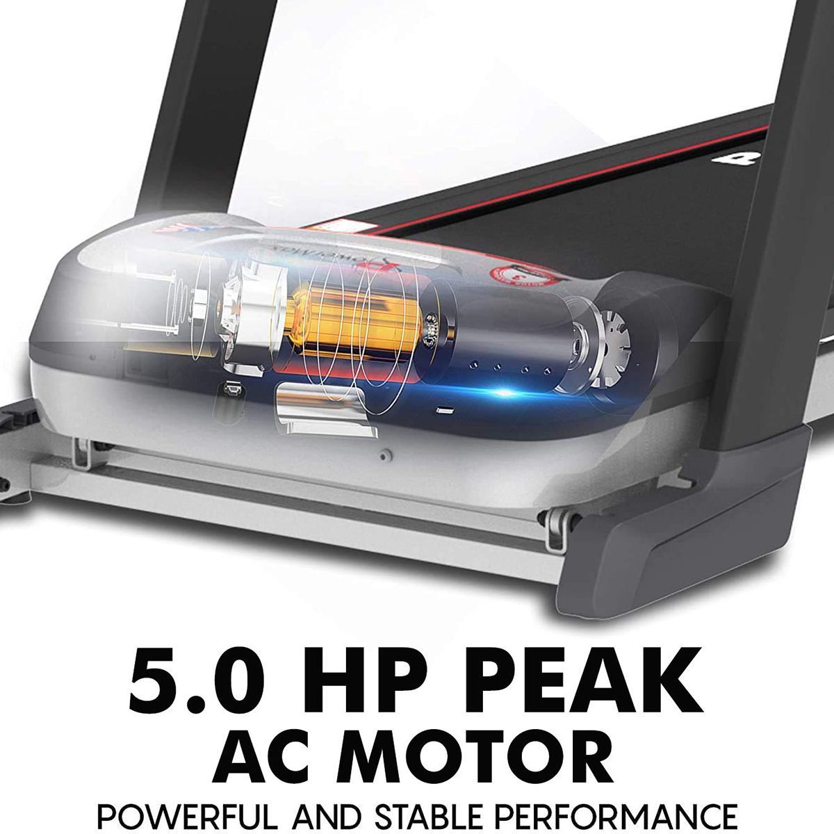 PowerMax MaxTrek 6 HP Foldable Motorized Treadmill (Hydraulic Softdrop System, TAC-515, Red/Black)_15