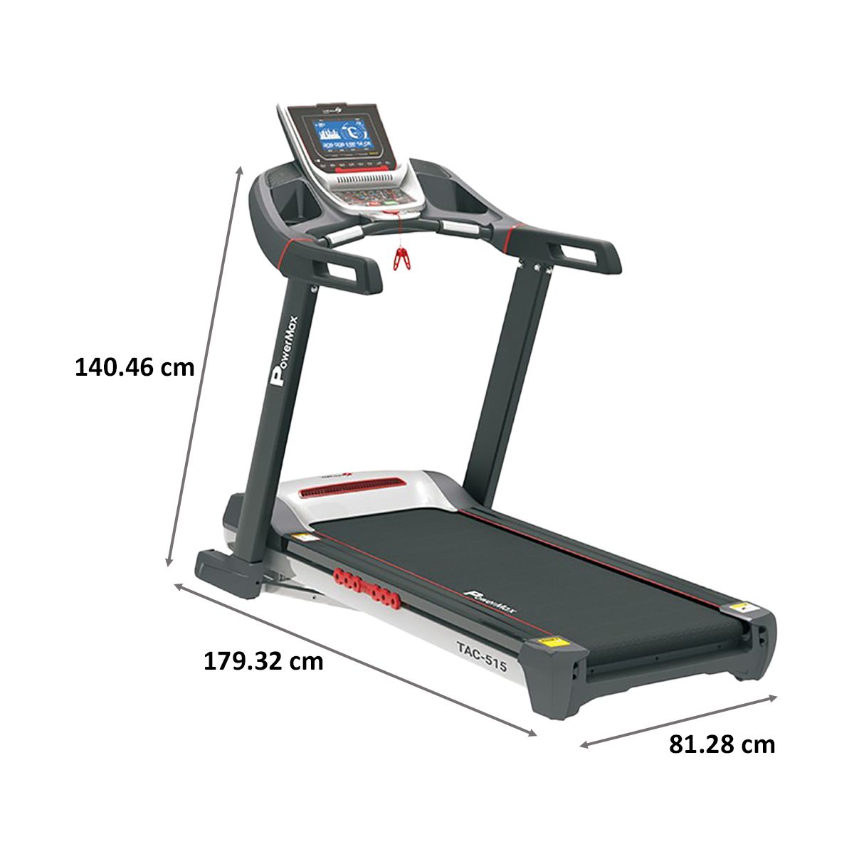 PowerMax MaxTrek 6 HP Foldable Motorized Treadmill (Hydraulic Softdrop System, TAC-515, Red/Black)_2