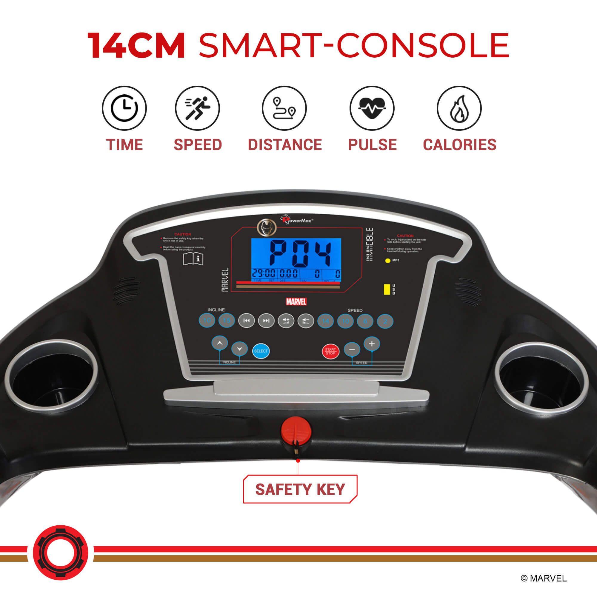 PowerMax 2.0HP Foldable Motorized Treadmill (Hydraulic Softdrop System (HSS), MTA-2300M, Red)_3