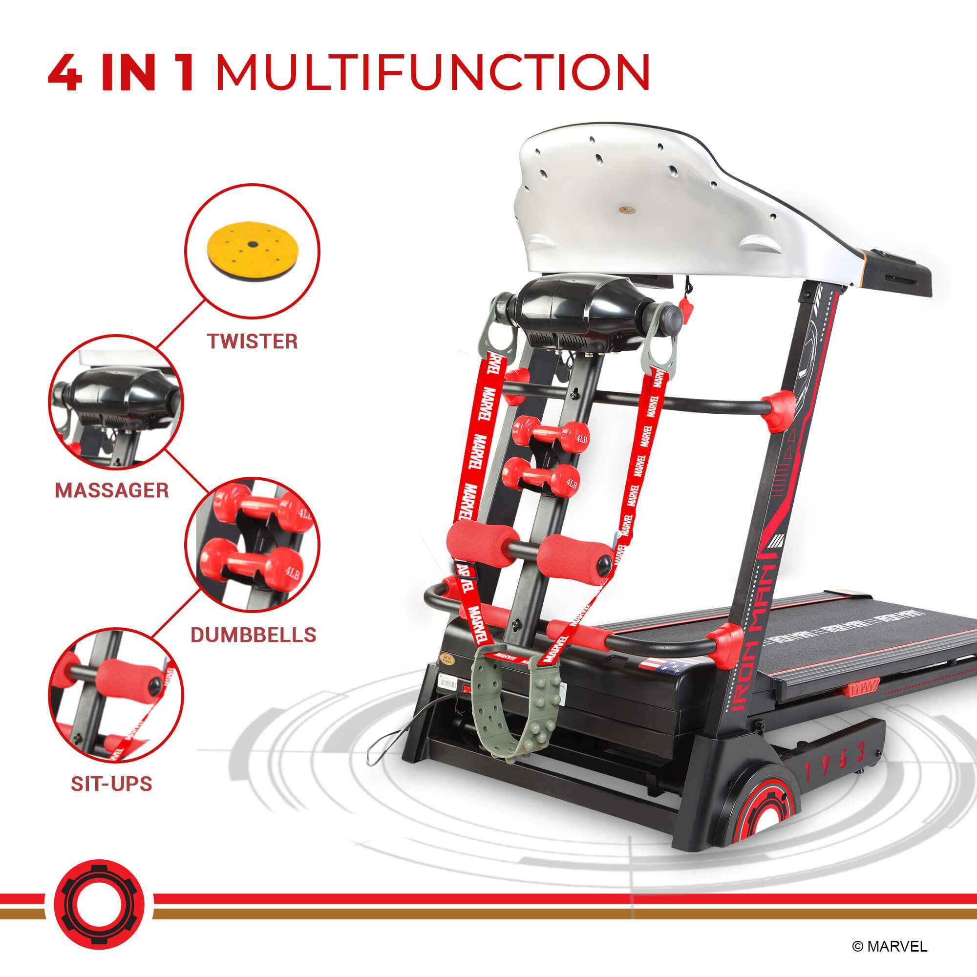 PowerMax 2.0HP Foldable Motorized Treadmill (Hydraulic Softdrop System (HSS), MTA-2300M, Red)_5