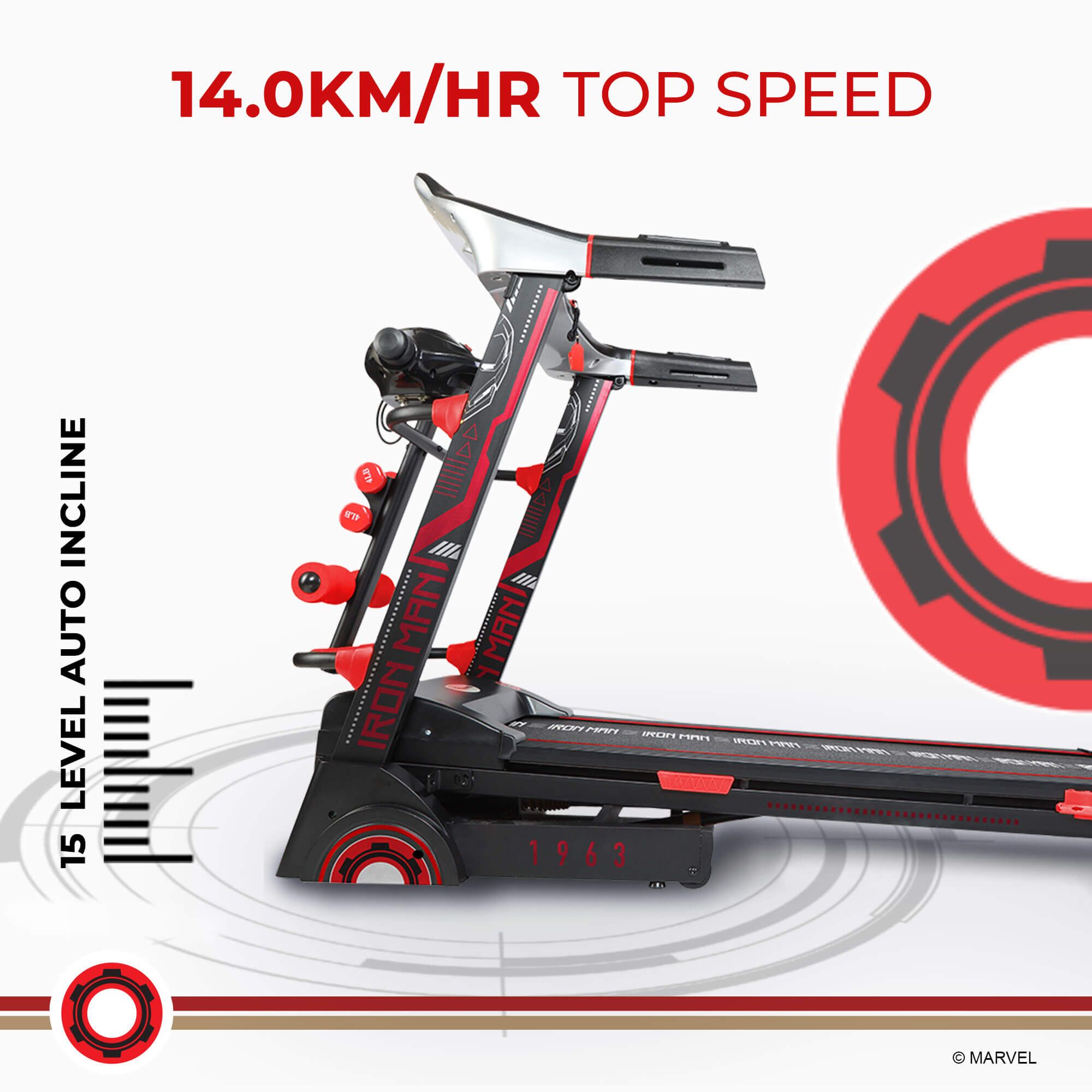 PowerMax 2.0HP Foldable Motorized Treadmill (Hydraulic Softdrop System (HSS), MTA-2300M, Red)_6