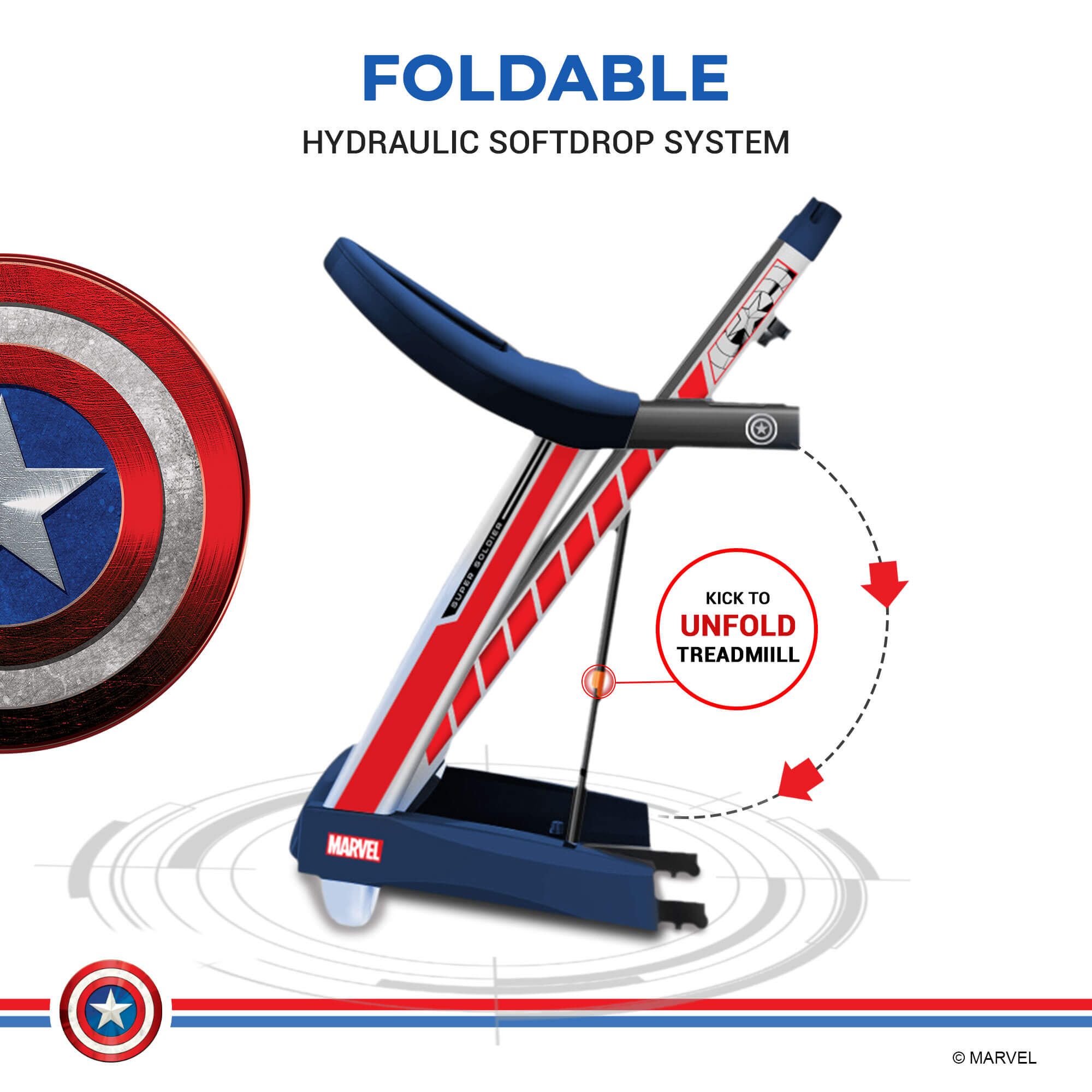 PowerMax 4HP Foldable Motorized Treadmill (Diamond Wave Running Belt with 15 Level Auto Inclination, MT-1A, Blue)_5