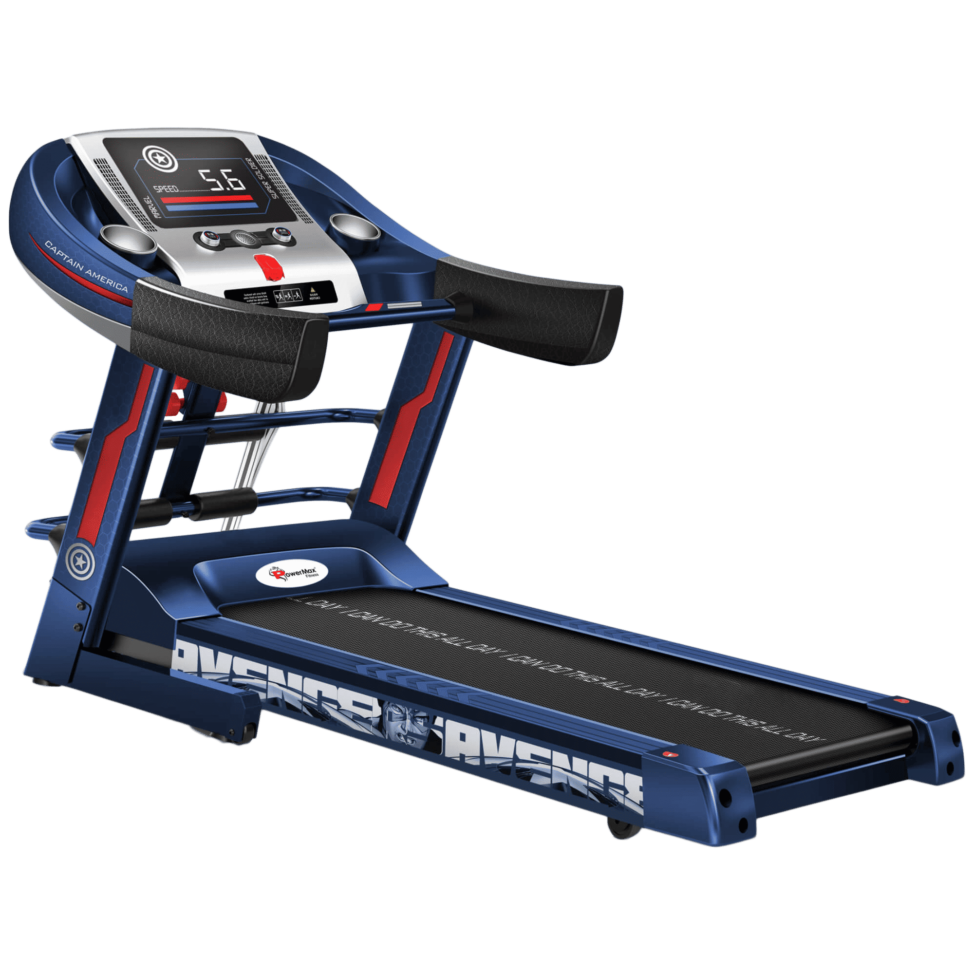 PowerMax Captain America 2HP Foldable Motorized Treadmill (6 Level Manual Incline, MTM-1000M, Blue)_1