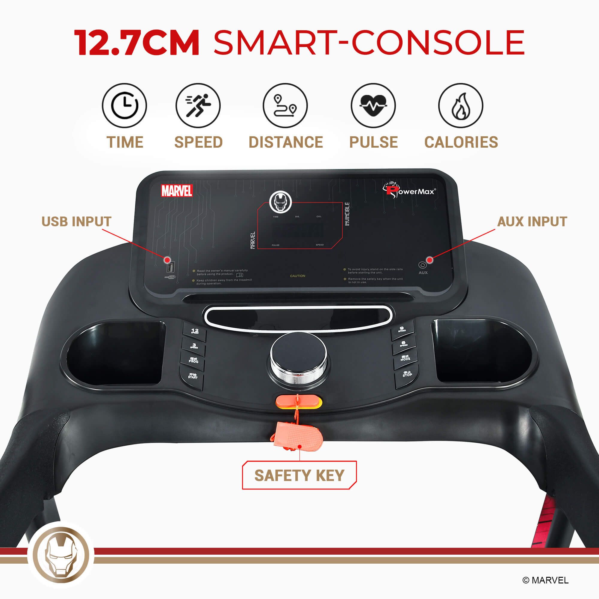 PowerMax 2 HP Foldable Motorized Treadmill (Anti-bacterial Powder Coat Finish, MTM-2500, Red)_2