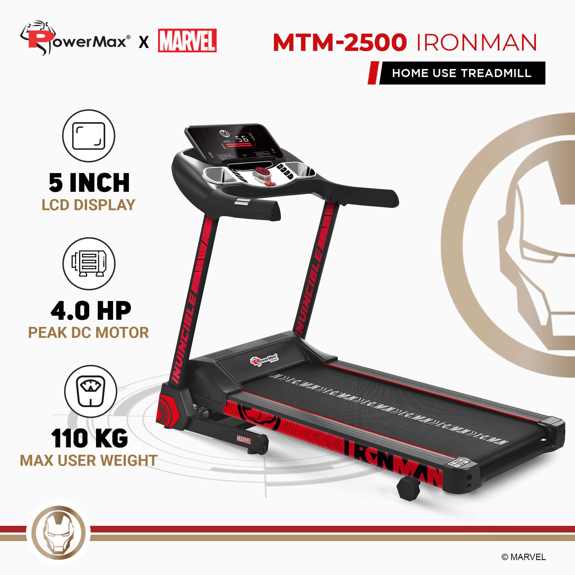 PowerMax 2 HP Foldable Motorized Treadmill (Anti-bacterial Powder Coat Finish, MTM-2500, Red)_3