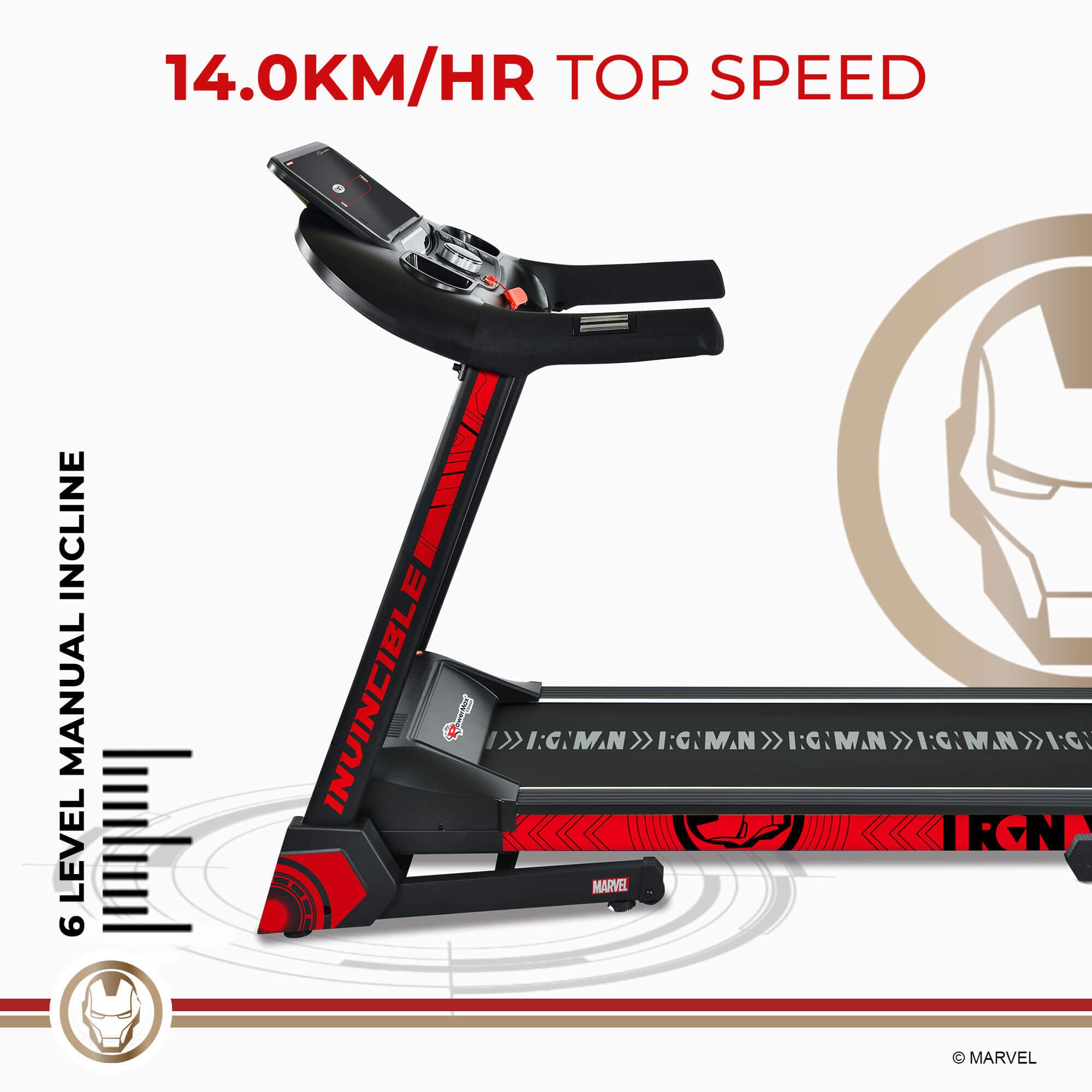 PowerMax 2 HP Foldable Motorized Treadmill (Anti-bacterial Powder Coat Finish, MTM-2500, Red)_5