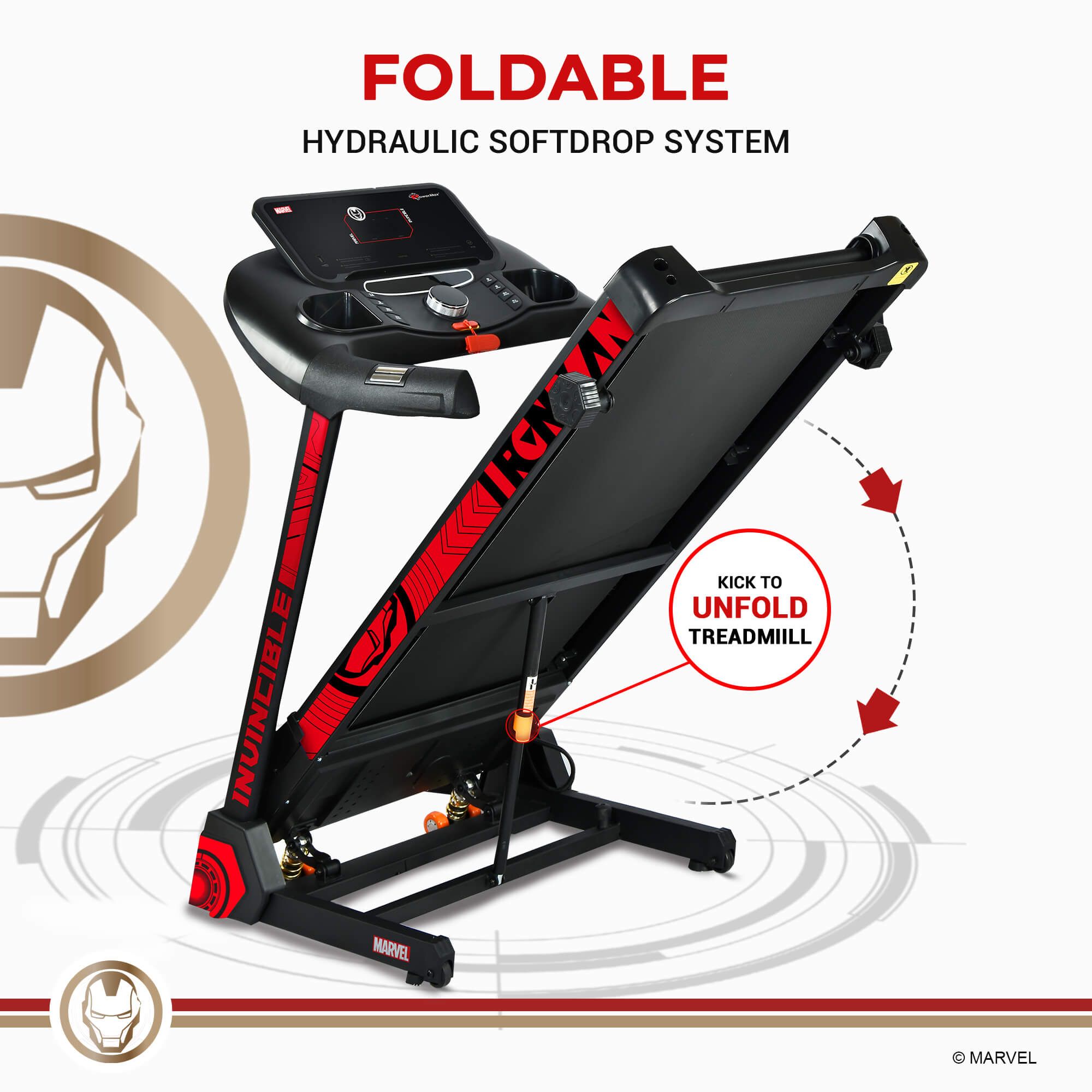 PowerMax 2 HP Foldable Motorized Treadmill (Anti-bacterial Powder Coat Finish, MTM-2500, Red)_6