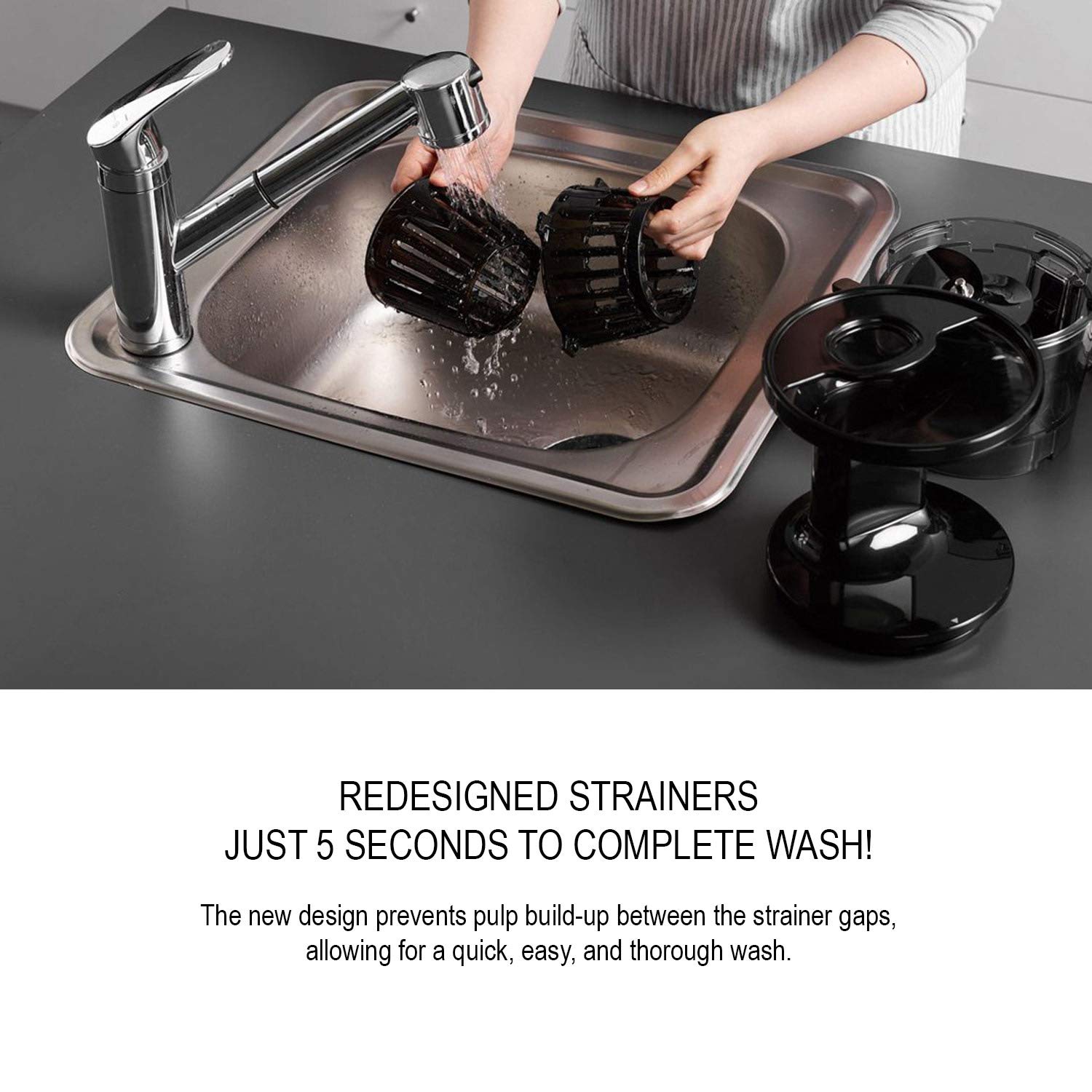 Hurom Easy Series 150 Watt Cold Press Juicer (43 RPM, Quiet Operation, Black Pearl)_7