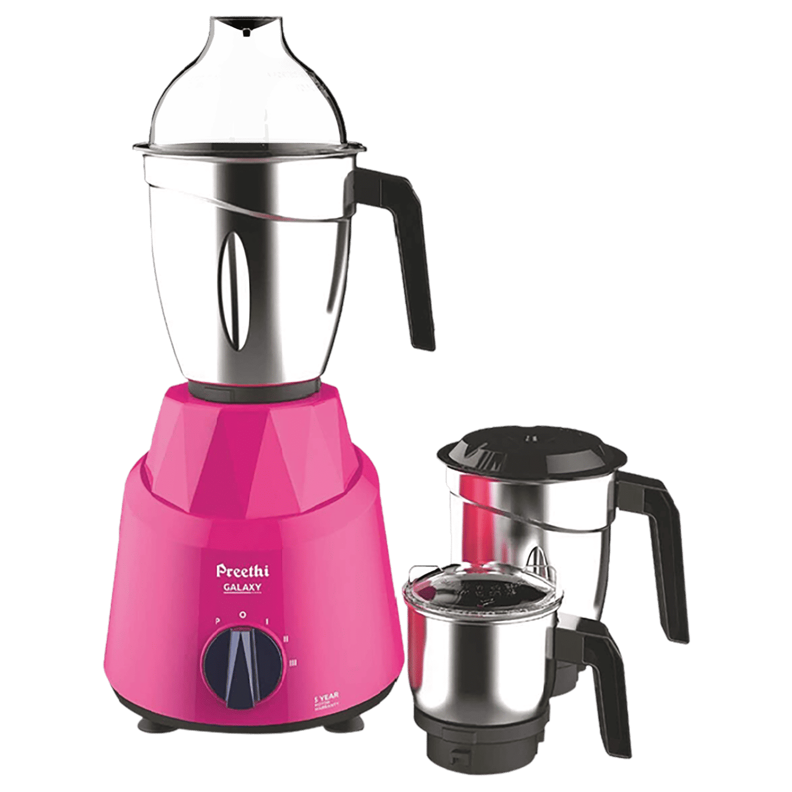 Preethi Galaxy 750 Watt 3 Jars Mixer Grinder (21000 RPM, 3 Speed Control, Pink)_1