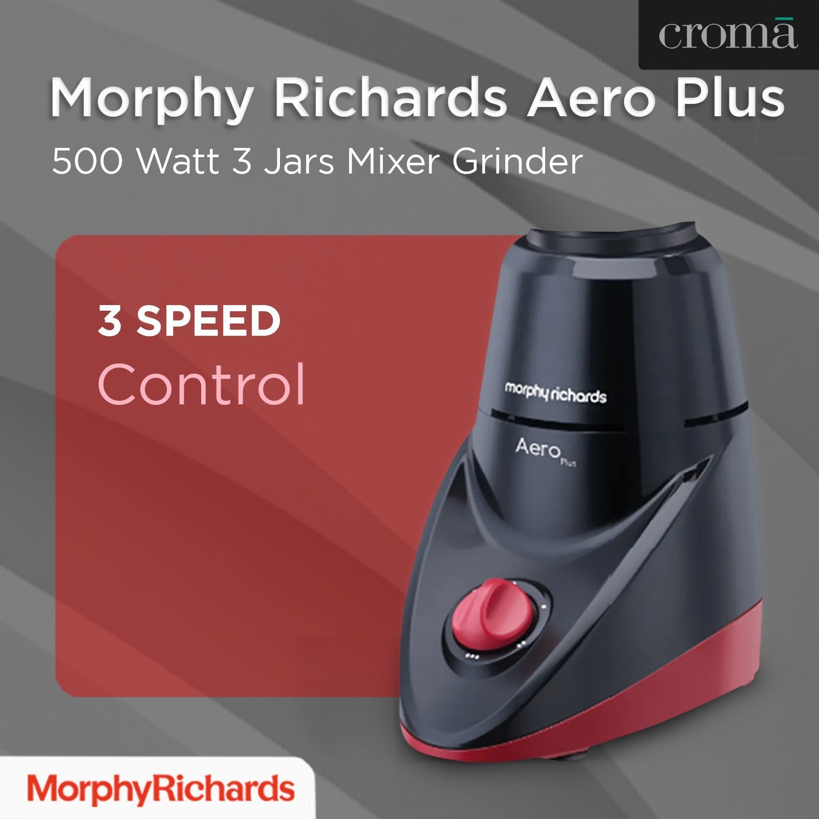 Morphy Richards Aero Plus 500 Watt 3 Jars Mixer Grinder (Overload Protection, Black & Wine)_18