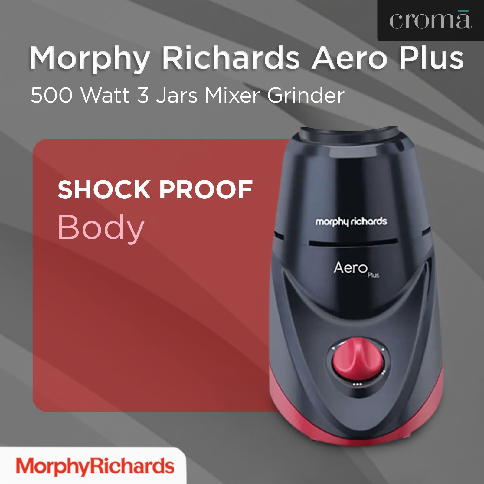 Morphy Richards Aero Plus 500 Watt 3 Jars Mixer Grinder (Overload Protection, Black & Wine)_19