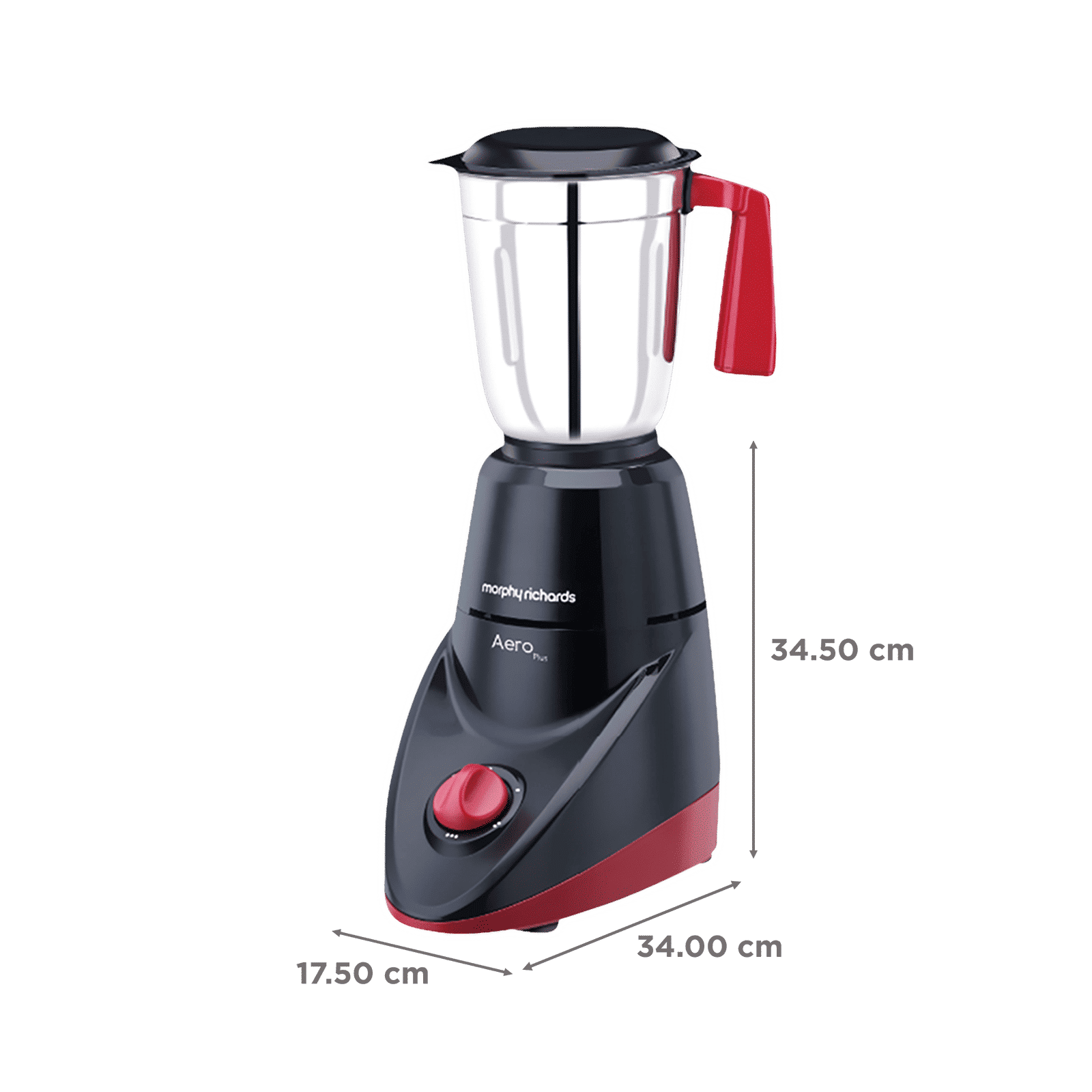 Morphy Richards Aero Plus 500 Watt 3 Jars Mixer Grinder (Overload Protection, Black & Wine)_3