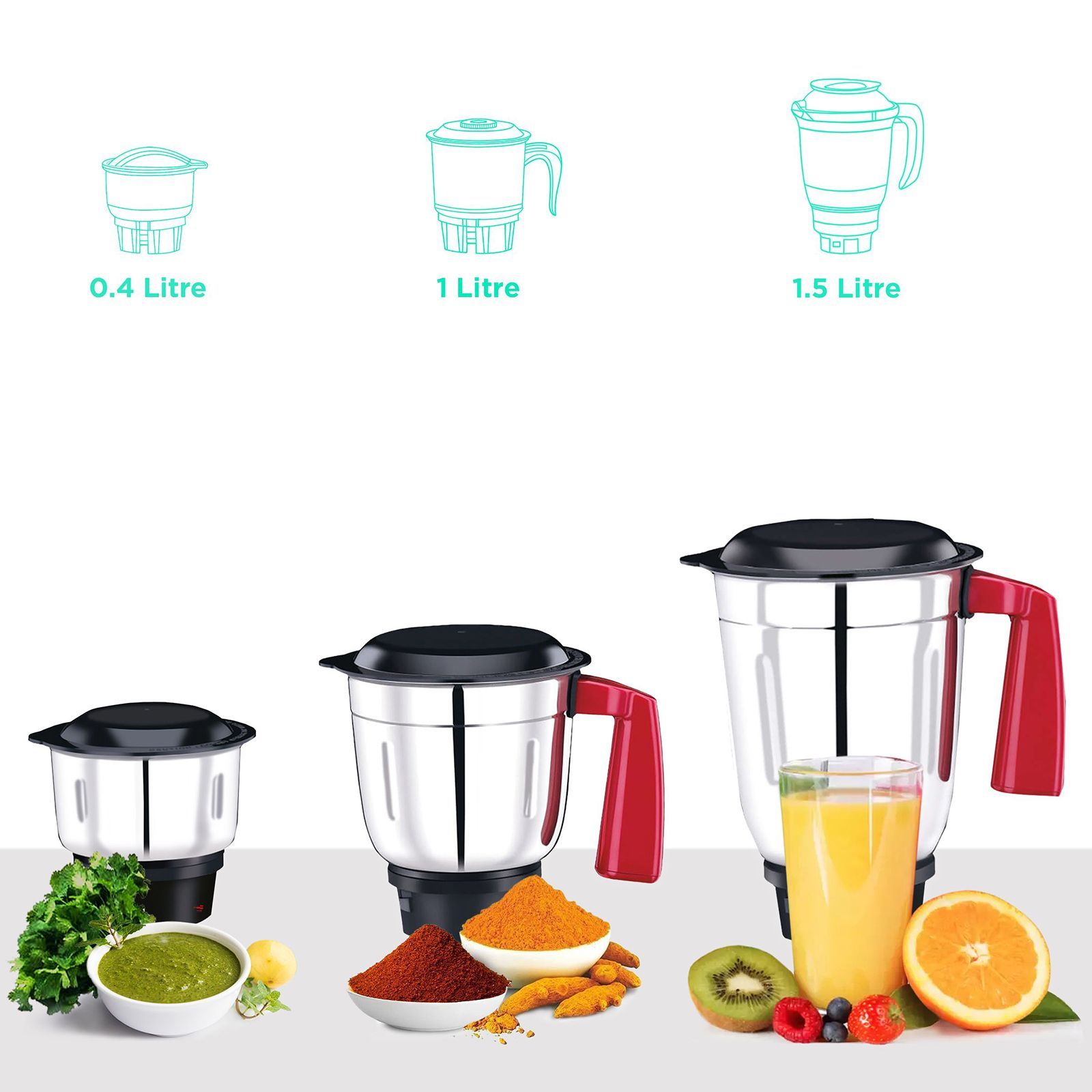 Morphy Richards Aero Plus 500 Watt 3 Jars Mixer Grinder (Overload Protection, Black & Wine)_4