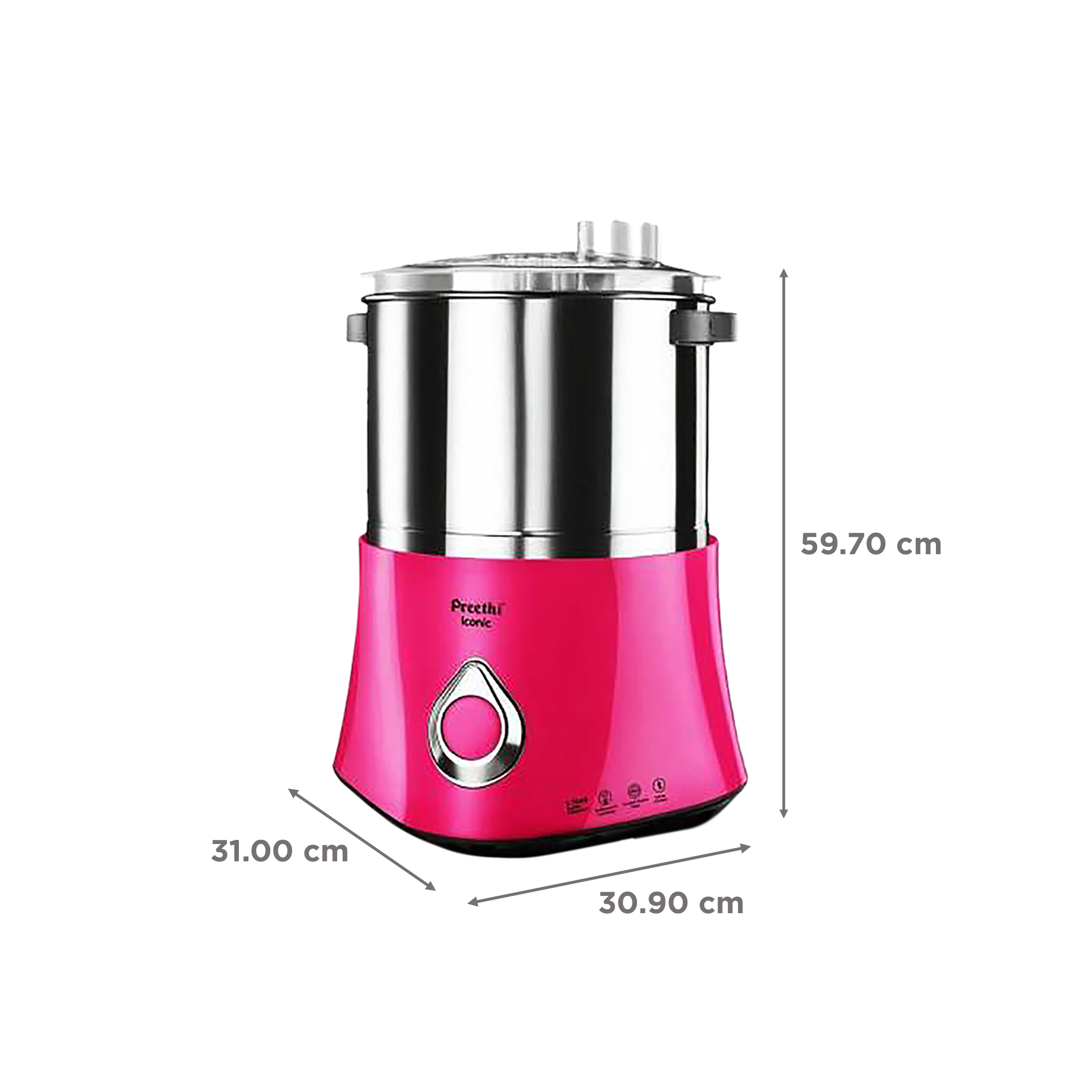Preethi Iconic 2 Litres 2 Stones Wet Grinder with Atta Kneader (Bi-Directional Grinding Technology, Pink)_3