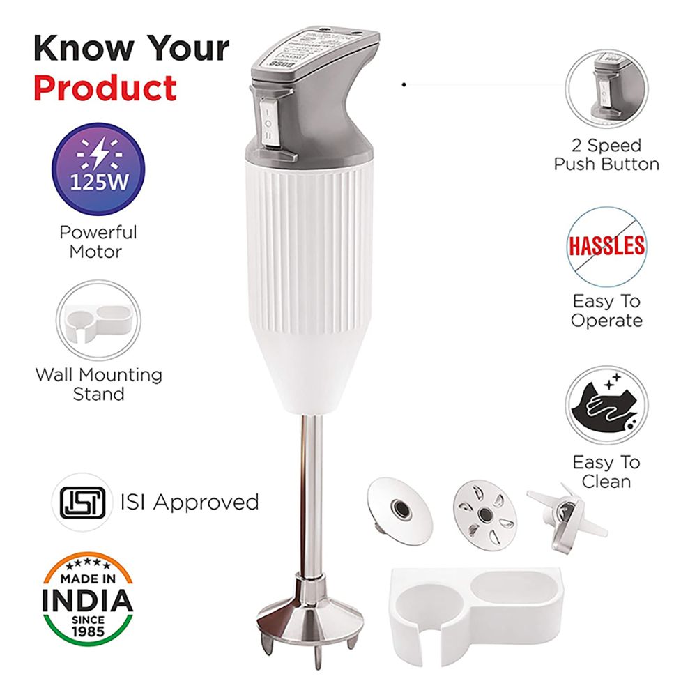 BOSS B121 160 Watt 2 Speed Hand Blender with 3 Attachments (Ergonomic Design, Twin Grey)_6
