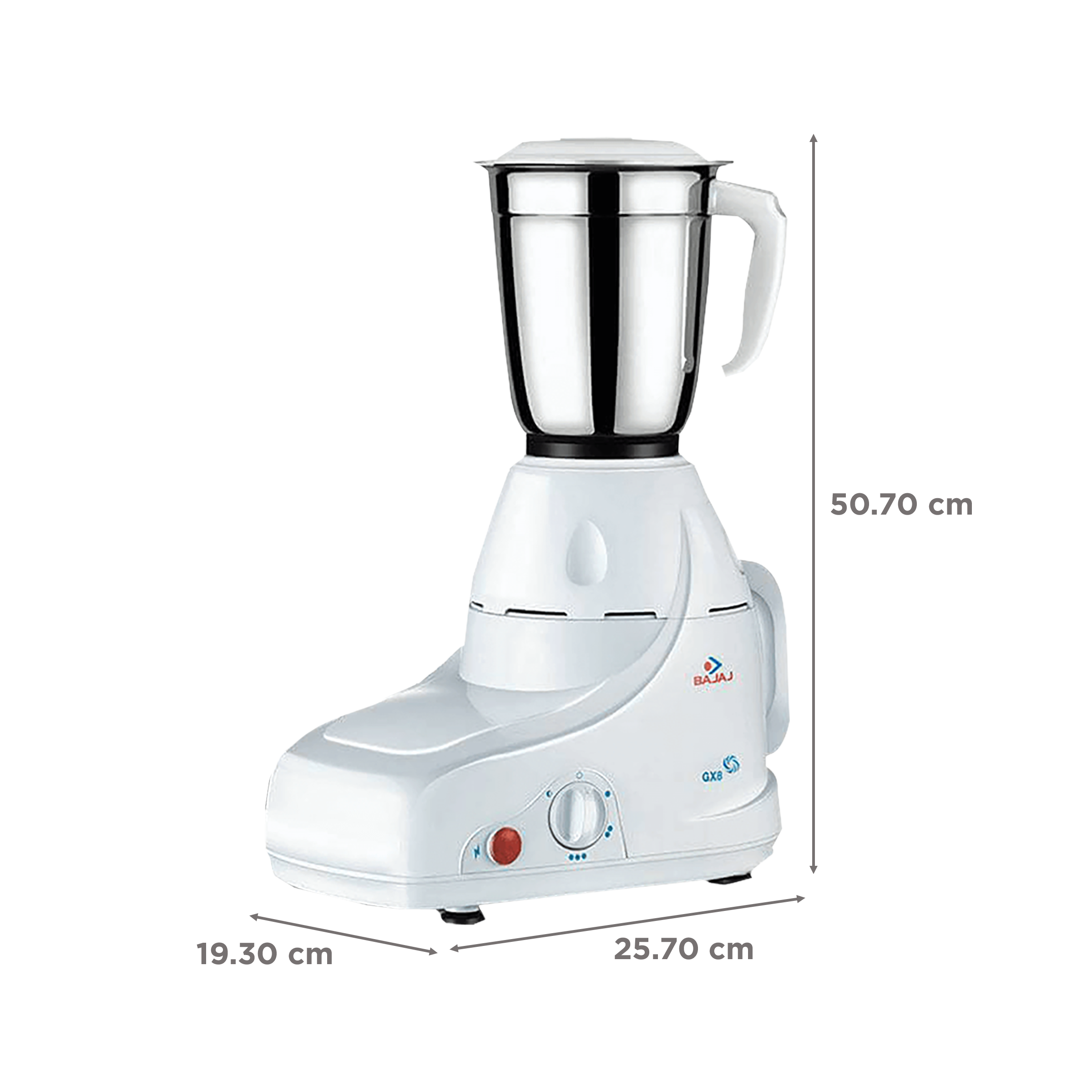 BAJAJ GX 8 500 Watt 3 Jars Mixer Grinder (18000 RPM, Multiple Speed Control, White)_3