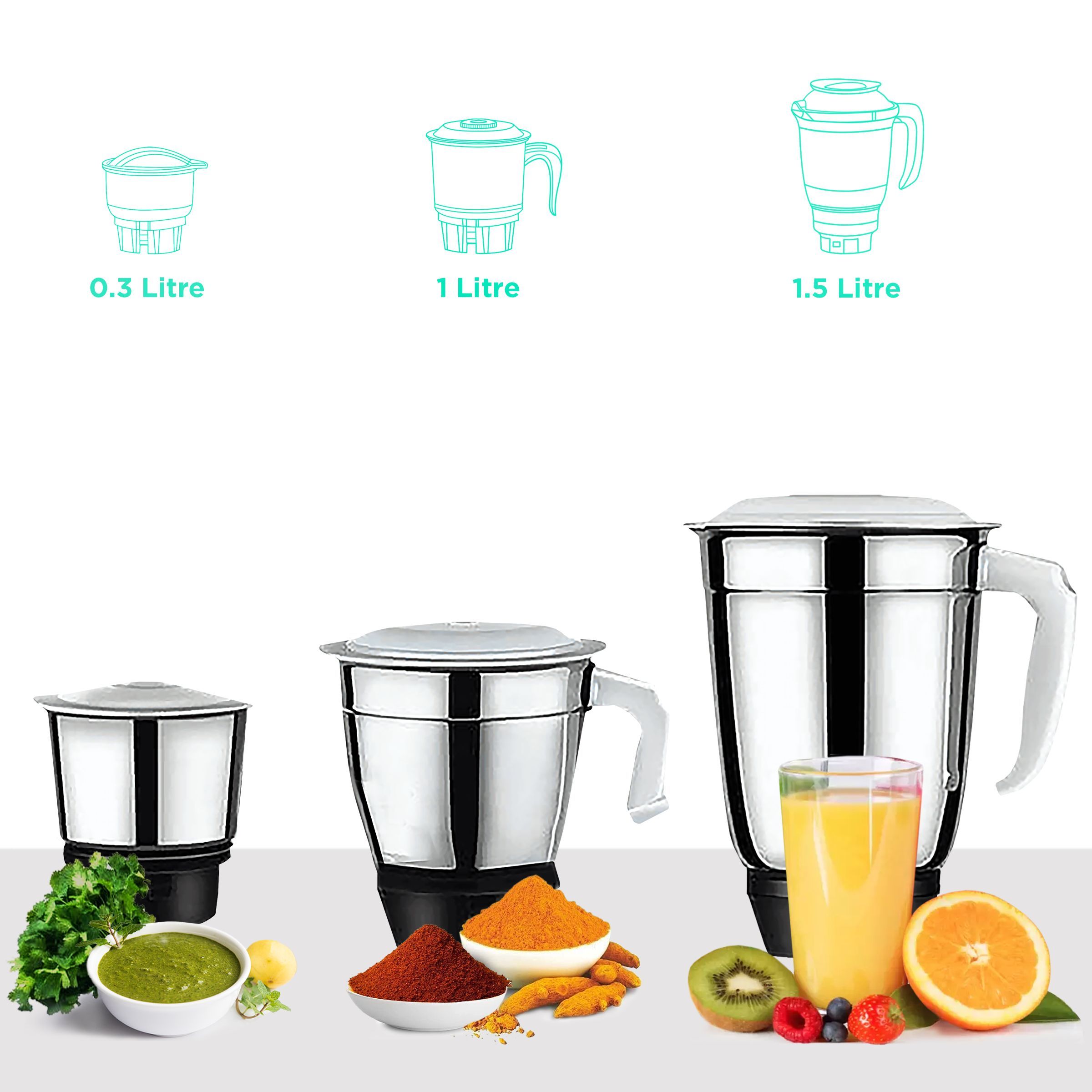 BAJAJ GX 8 500 Watt 3 Jars Mixer Grinder (18000 RPM, Multiple Speed Control, White)_4