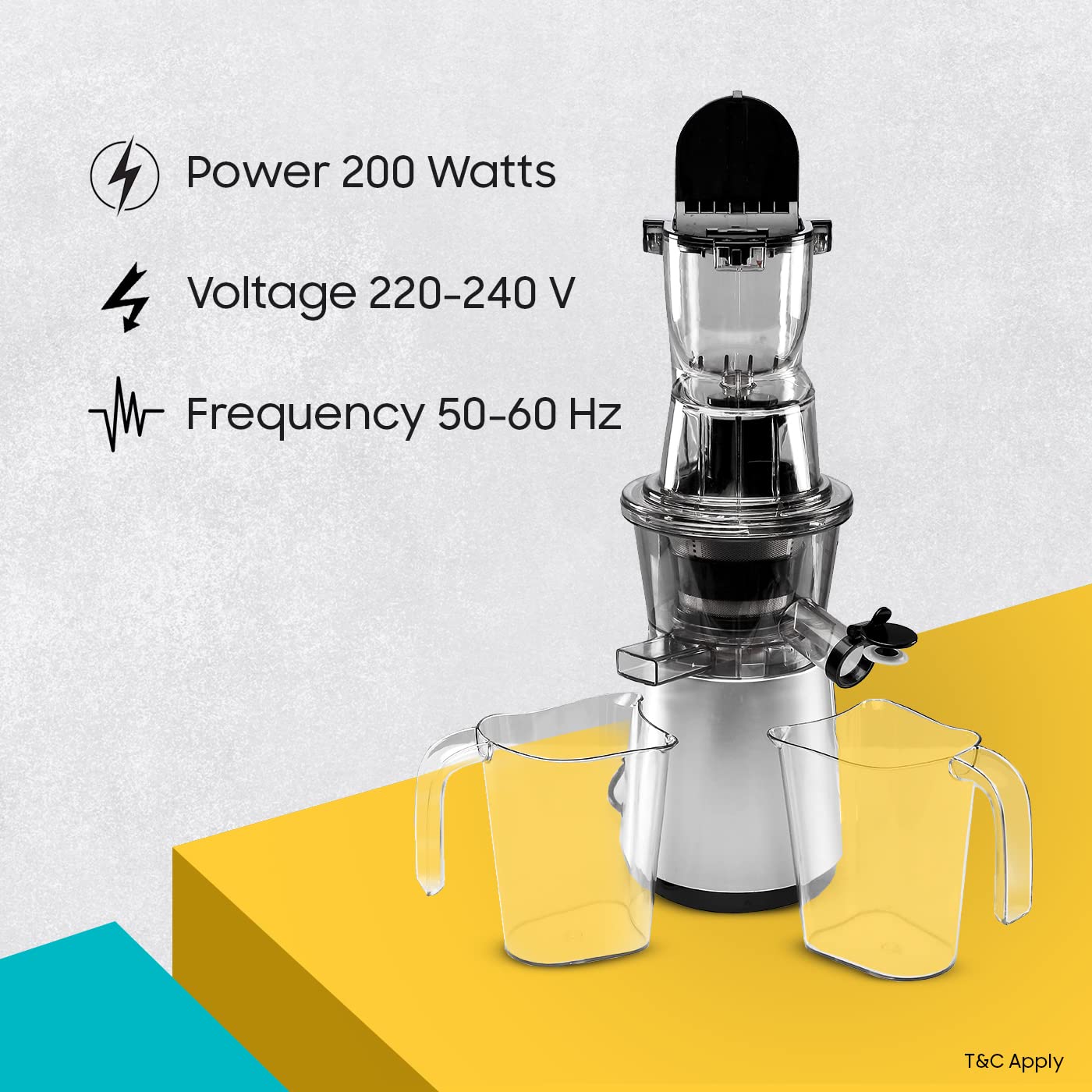 Croma 200 Watt Cold Press Slow Juicer (60 RPM, Non-Slip Feet, Silver)_7