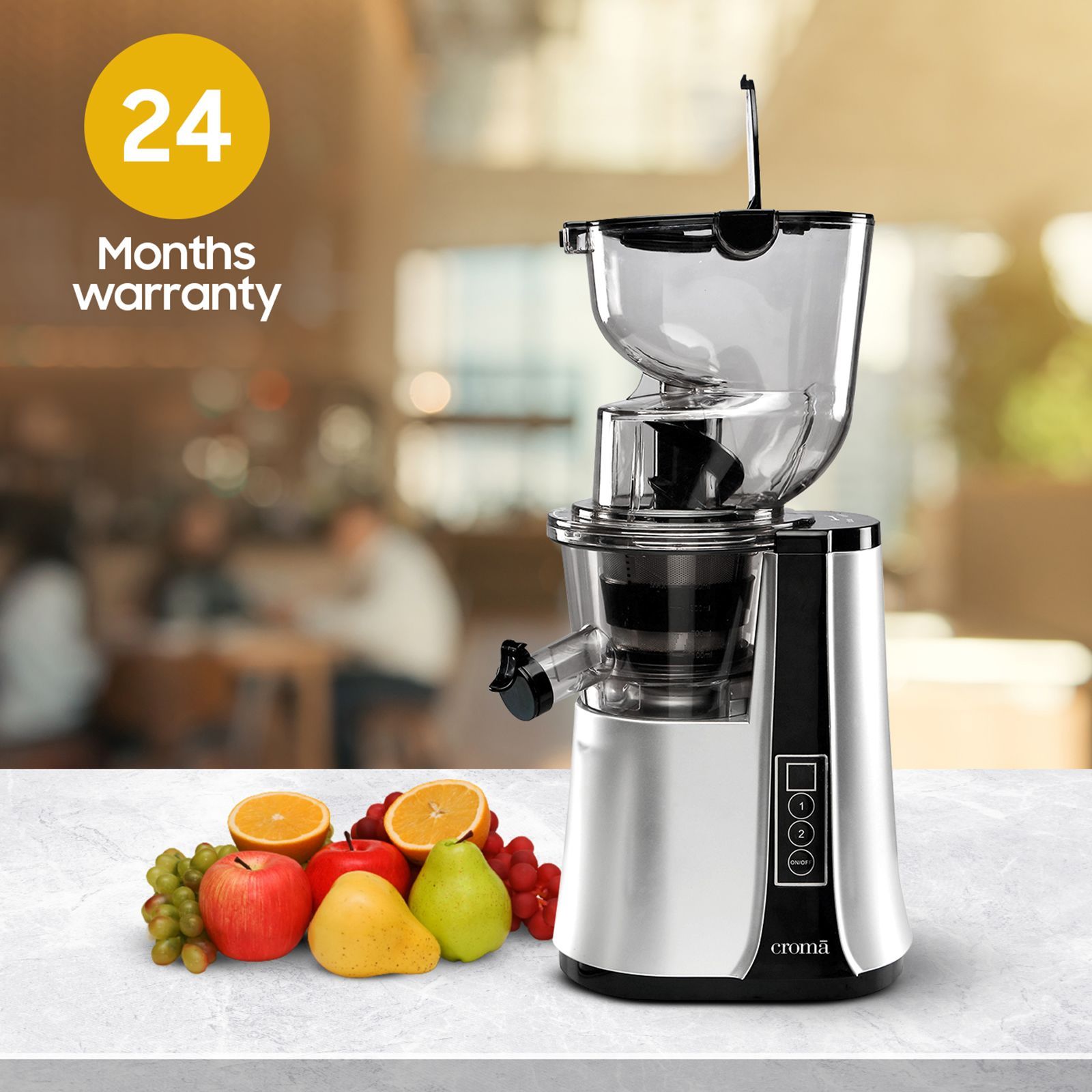 Croma 200 Watt Cold Press Slow Juicer (60 RPM, Non-Slip Feet, Silver)_9