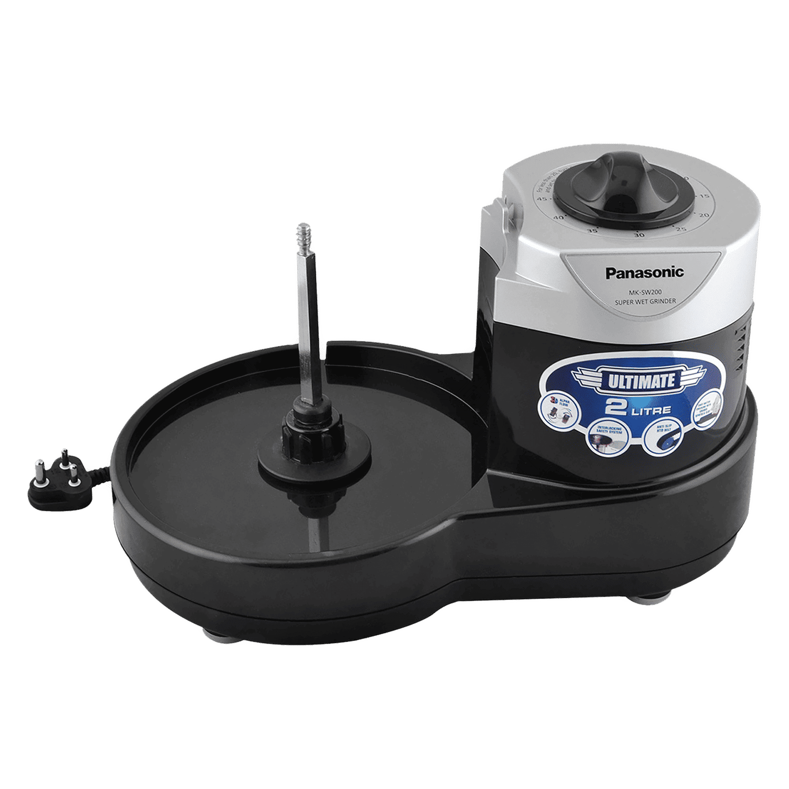 Panasonic Ultimate 2 Litres 2 Stones Wet Grinder (Shock Proof, Black) Panasonic Ultimate 2 Litres 2 Stones Wet Grinder (Shock Proof, Black)_4