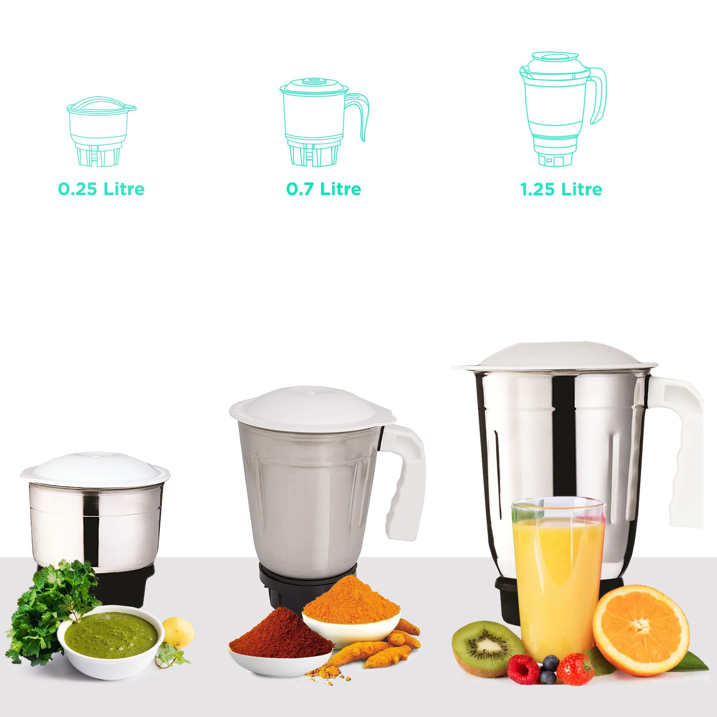 SINGER Duro Plus 500 Watt 3 Jars Mixer Grinder (3 Speed Control with Pulse Function, White)_4