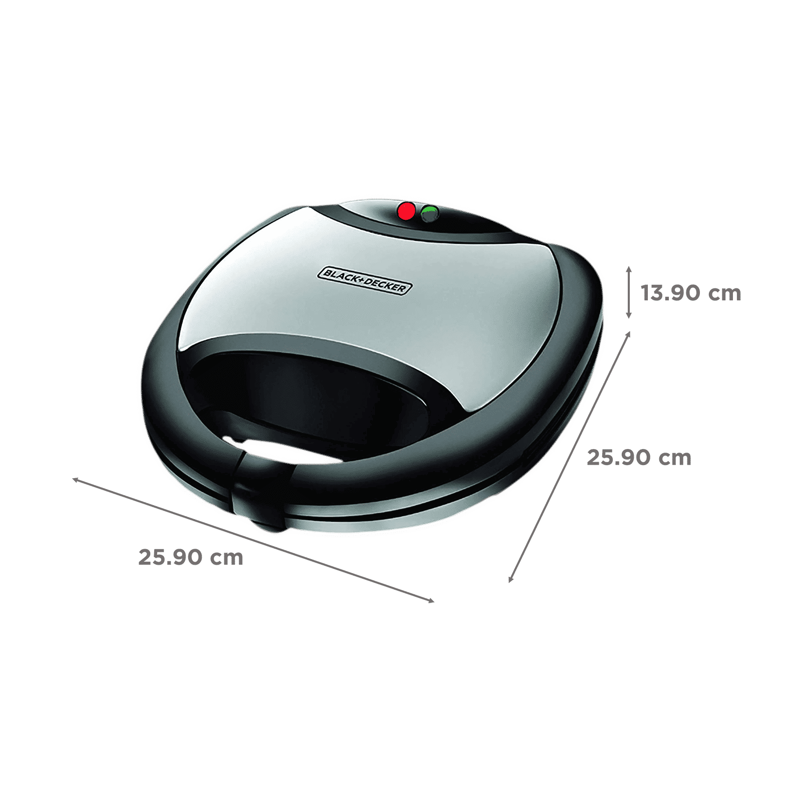 BLACK&DECKER TS2020 750W 2 Slice Sandwich Maker with Thermostat Control (Black & Silver) BLACK&DECKER TS2020 750W 2 Slice Sandwich Maker with Thermostat Control (Black & Silver)_2