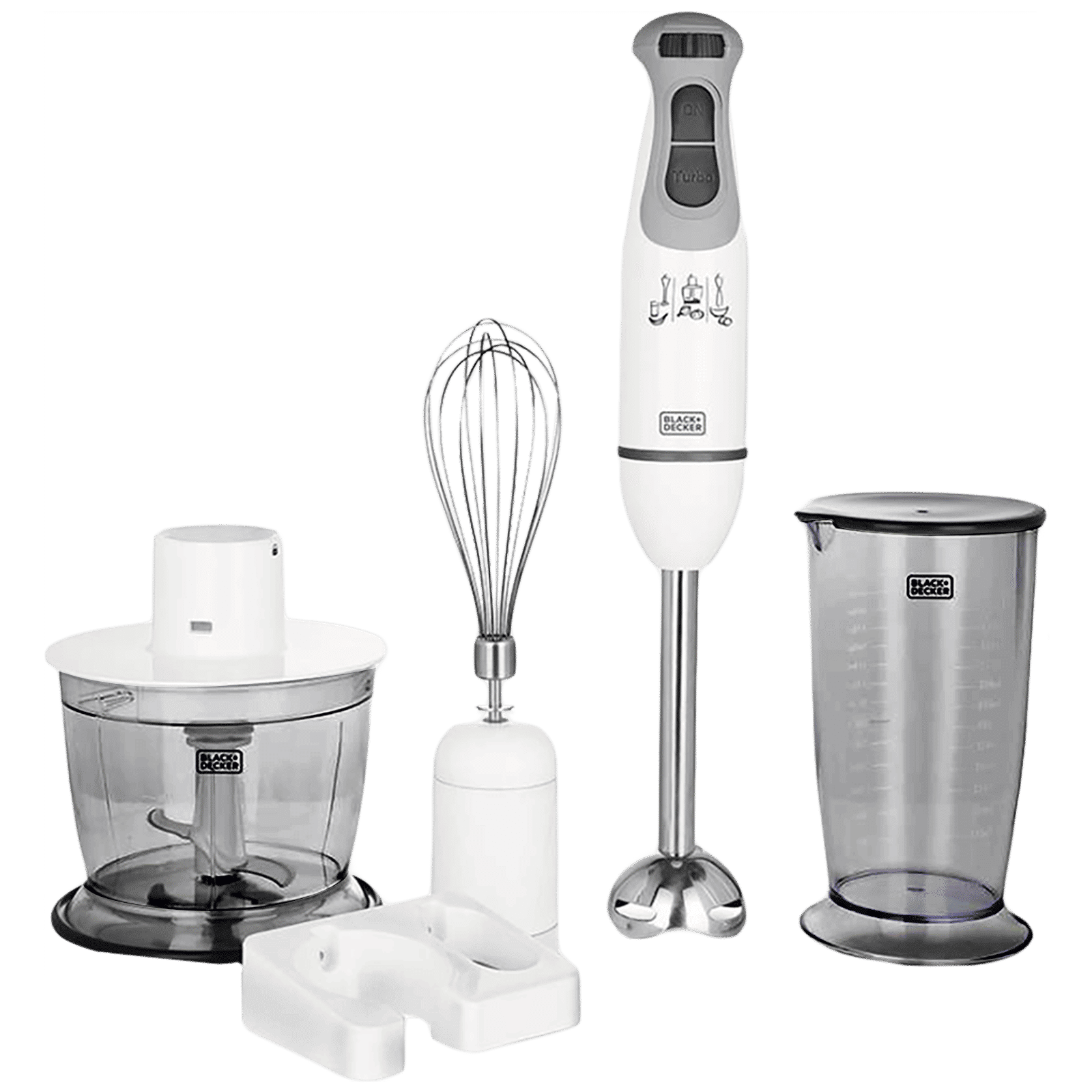 BLACK&DECKER 600 Watt 3 Speed Hand Blender with 3 Attachments (Durable & Sturdy Body, White) BLACK&DECKER 600 Watt 3 Speed Hand Blender with 3 Attachments (Durable & Sturdy Body, White)_1