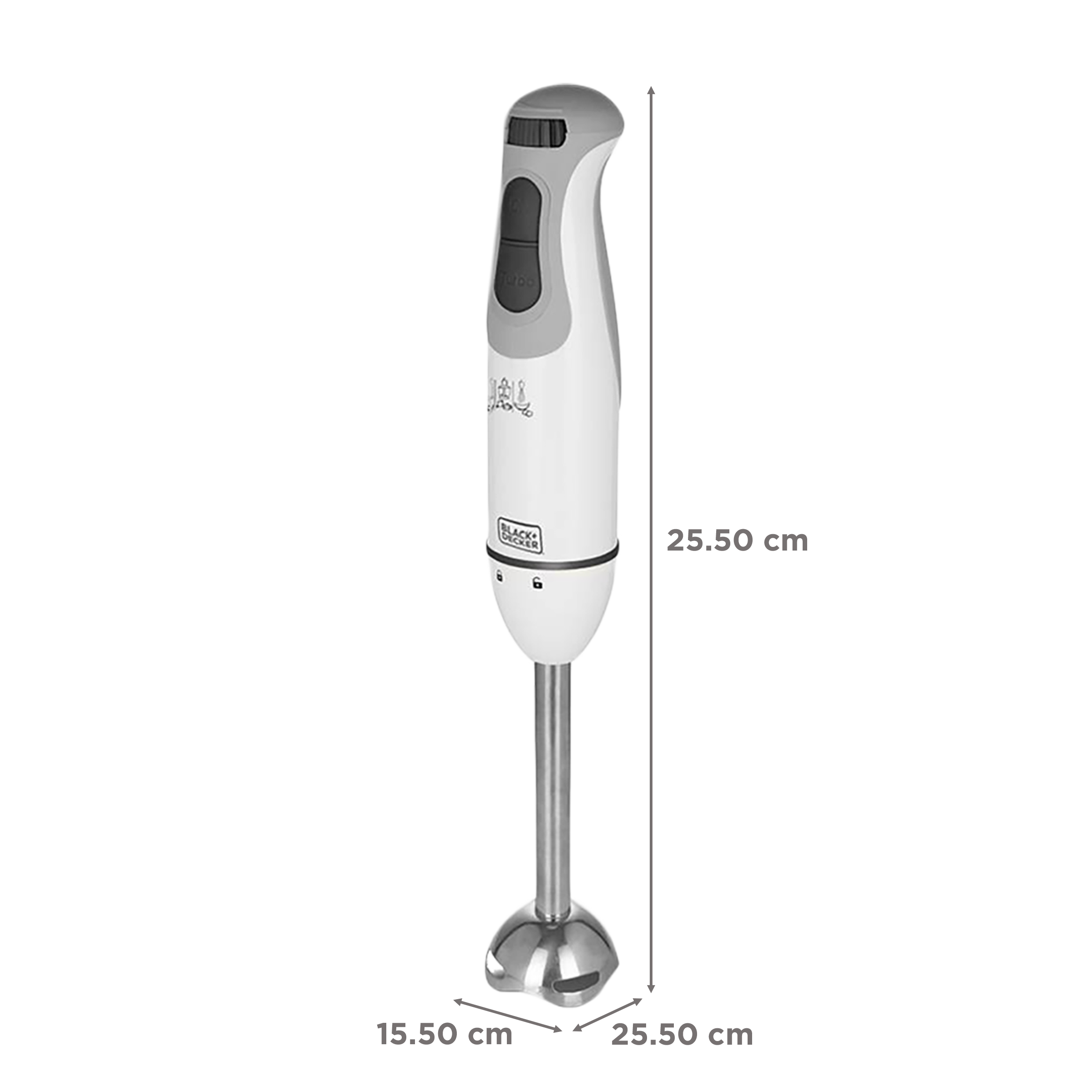 BLACK&DECKER 600 Watt 3 Speed Hand Blender with 3 Attachments (Durable & Sturdy Body, White) BLACK&DECKER 600 Watt 3 Speed Hand Blender with 3 Attachments (Durable & Sturdy Body, White)_3