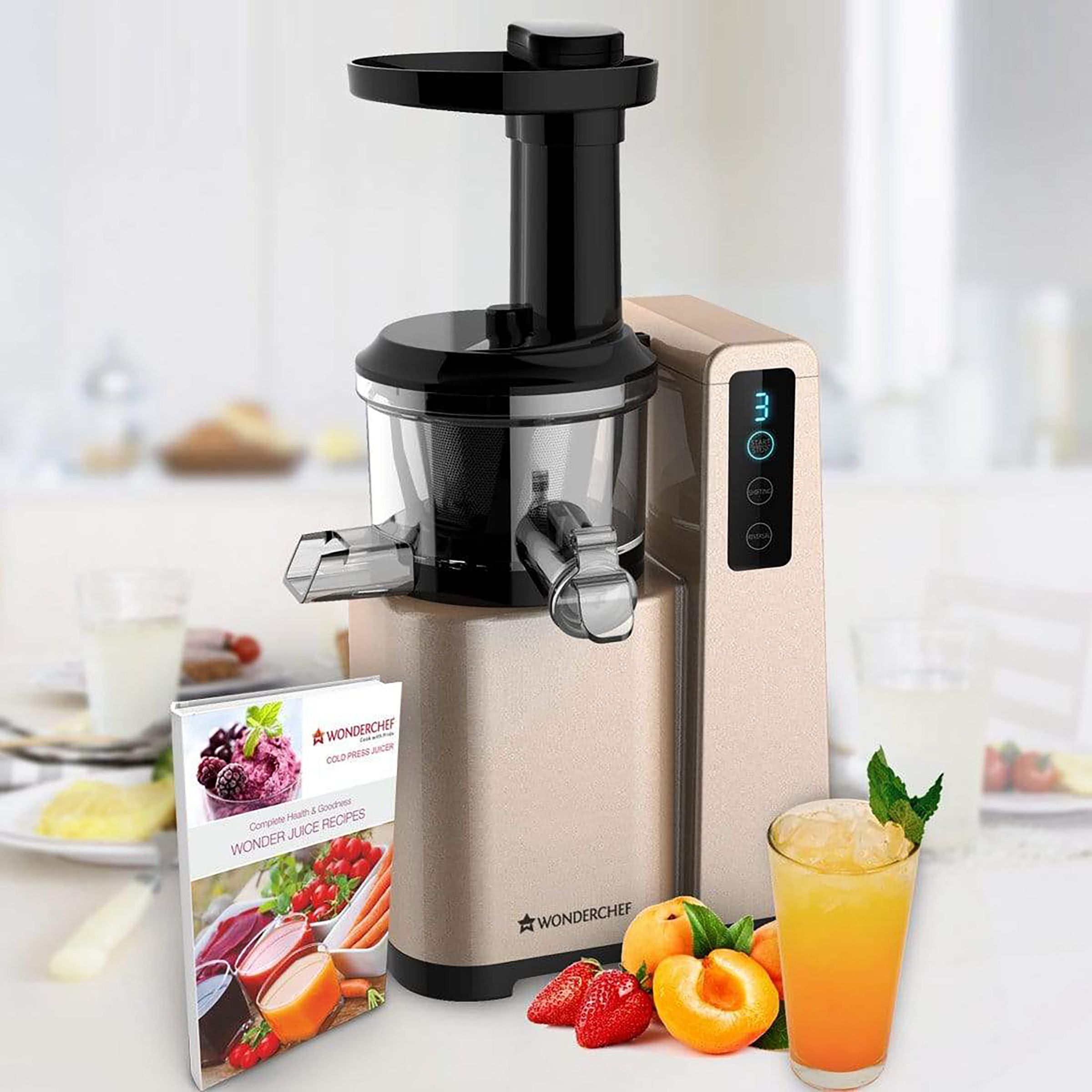 WONDERCHEF Digital 150 Watt Cold Press Slow Juicer (LED Touch Control, Gold)_11