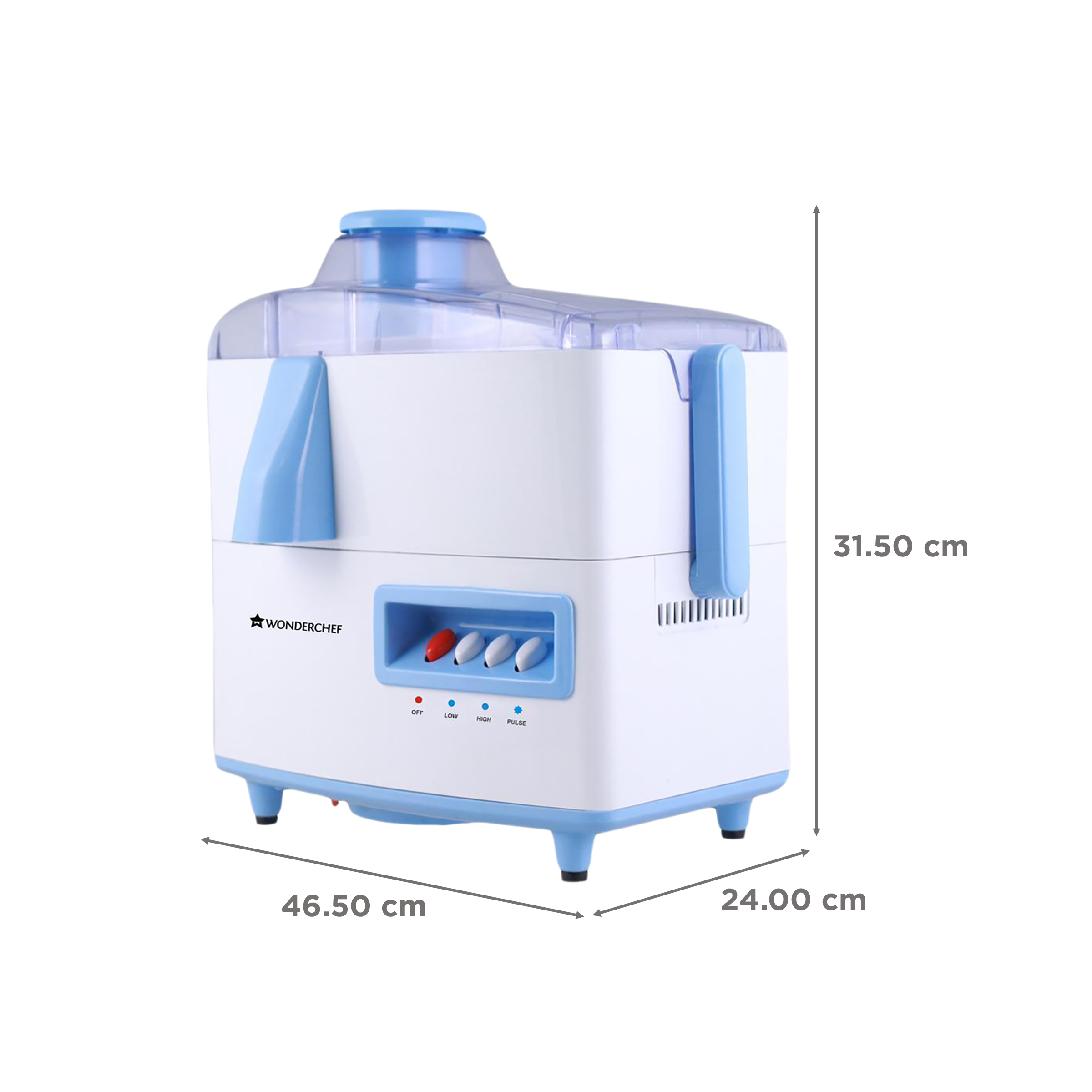 WONDERCHEF Cortina 500 Watt 2 Jars Juicer Mixer Grinder (Auto Shut Off Protection, White/Blue)_3