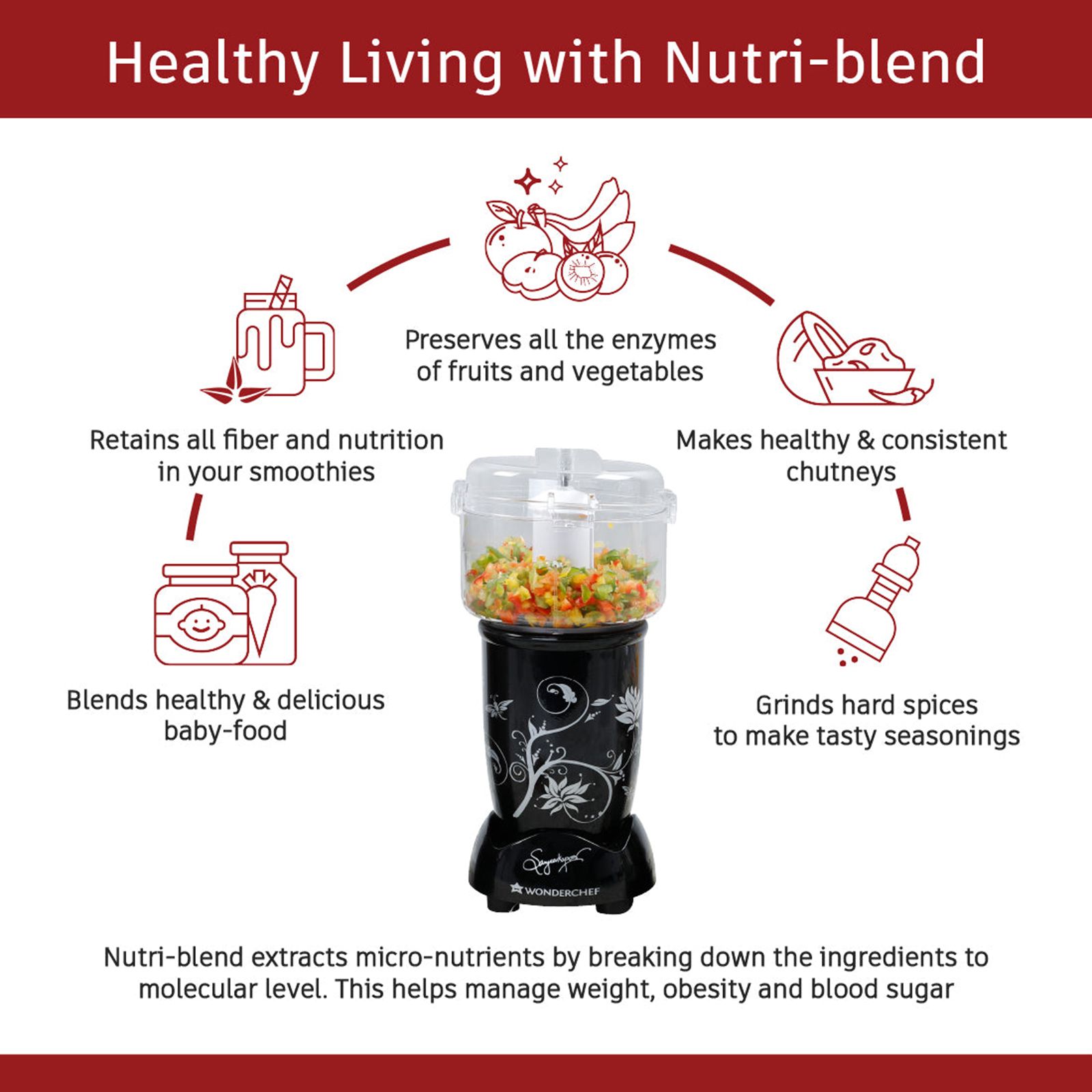 WONDERCHEF Nutri-Blend 400 Watt 4 Jars Juicer Mixer Grinder (22000 RPM, Hands-Free Operation, Black) WONDERCHEF Nutri-Blend 400 Watt 4 Jars Juicer Mixer Grinder (22000 RPM, Hands-Free Operation, Black)_13