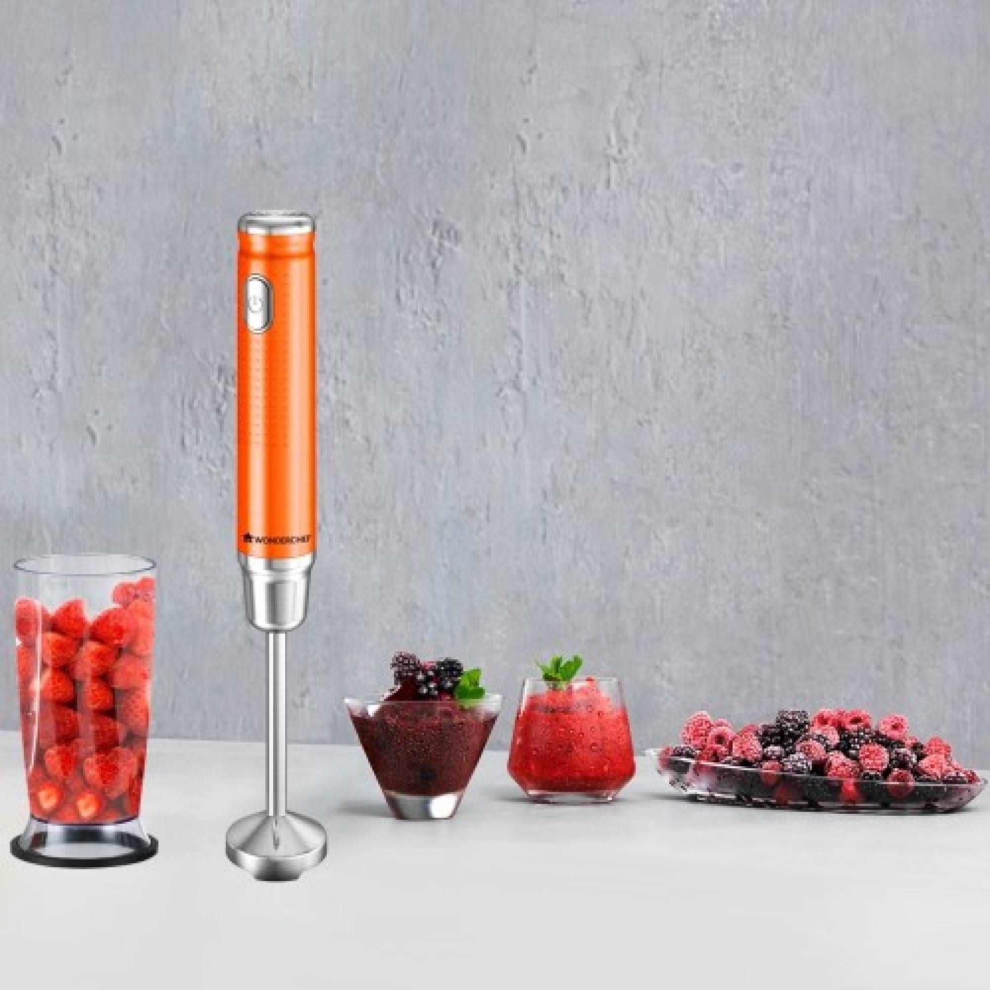 WONDERCHEF Regalia 350 Watt Hand Blender with 3 Attachments (Silent DC Motor, Orange)_7