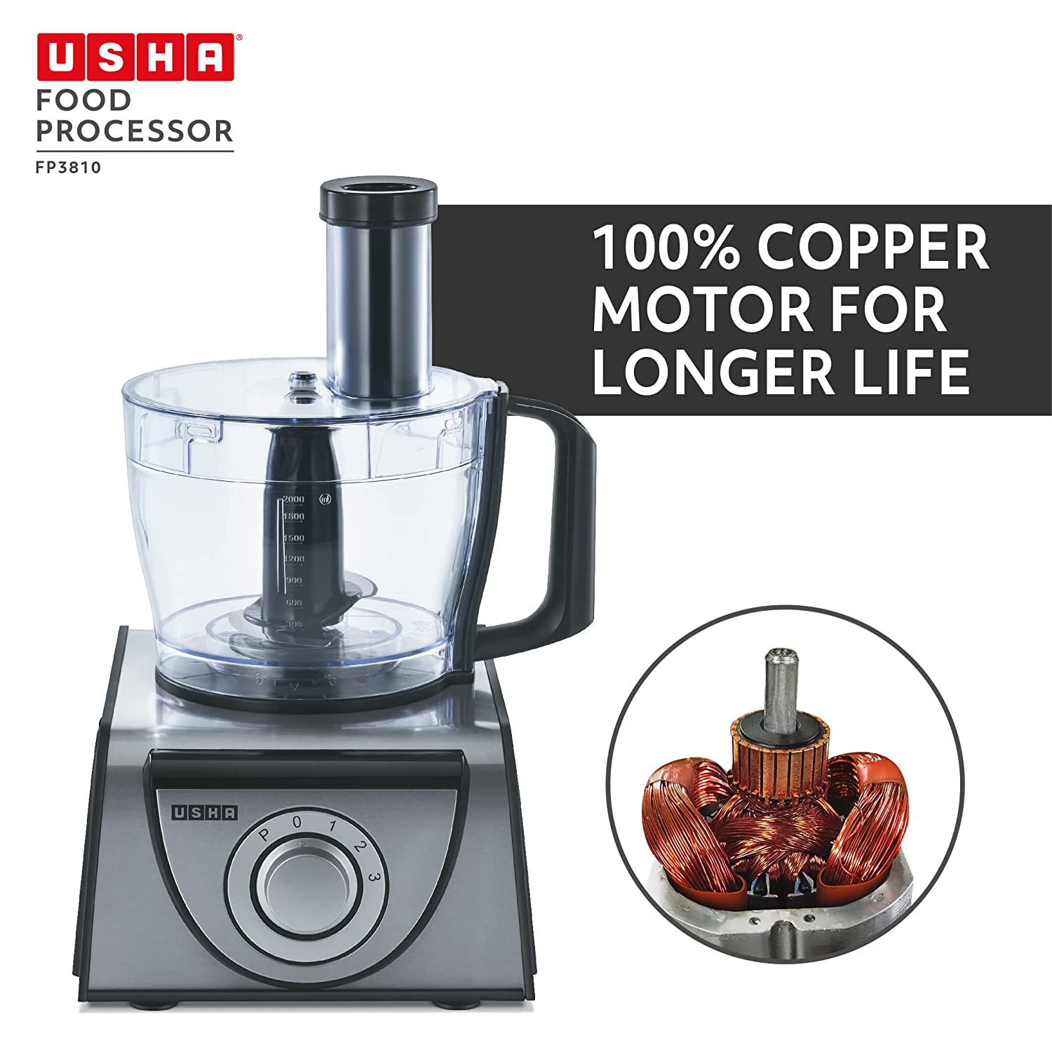 USHA FP 3810 1000 Watt Food Processor with 6 Blades (Black/Silver)_14